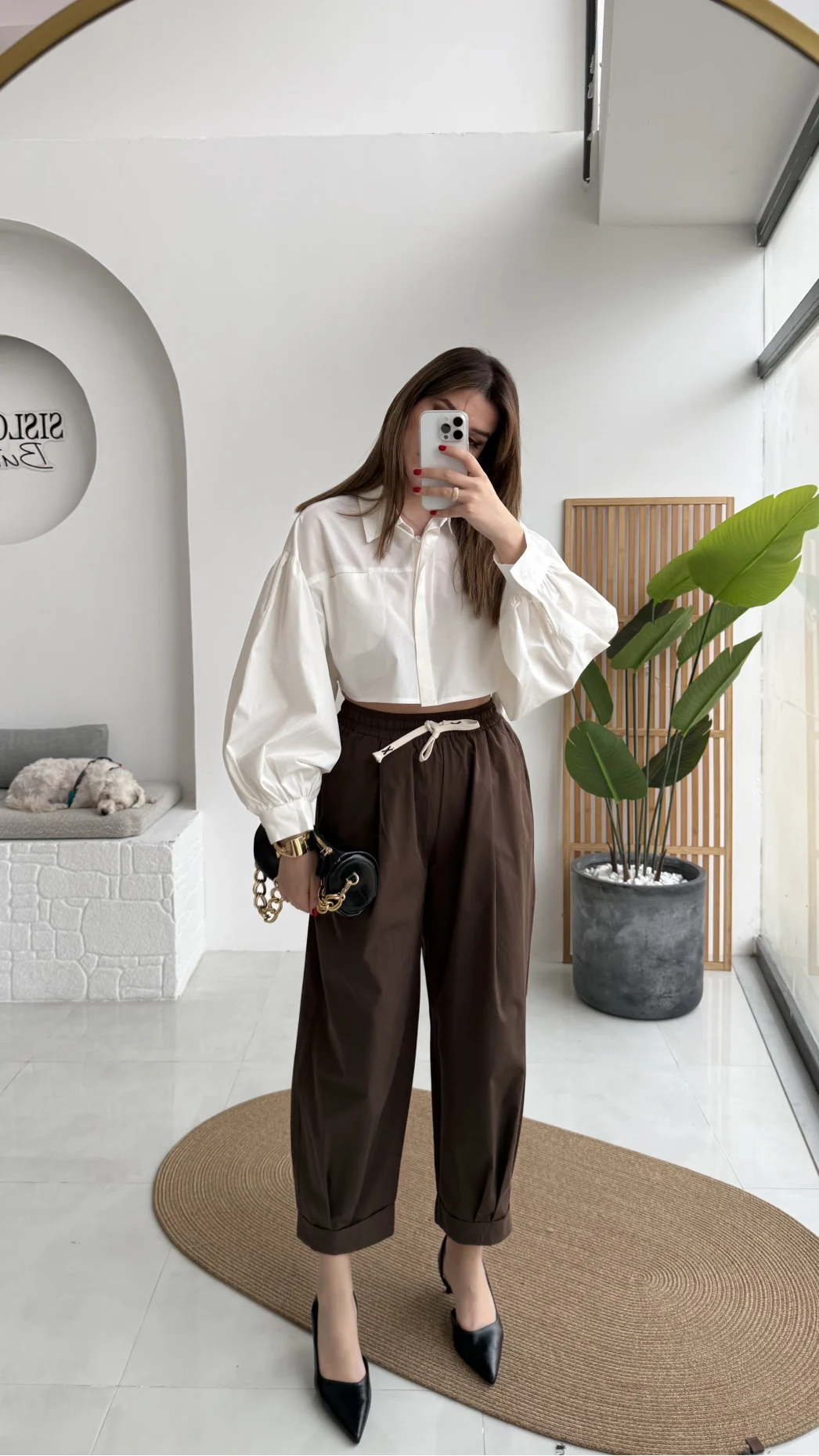 Condotti Beli Lastikli Bağcıklı Pantolon - Kahve - Kod: 51270