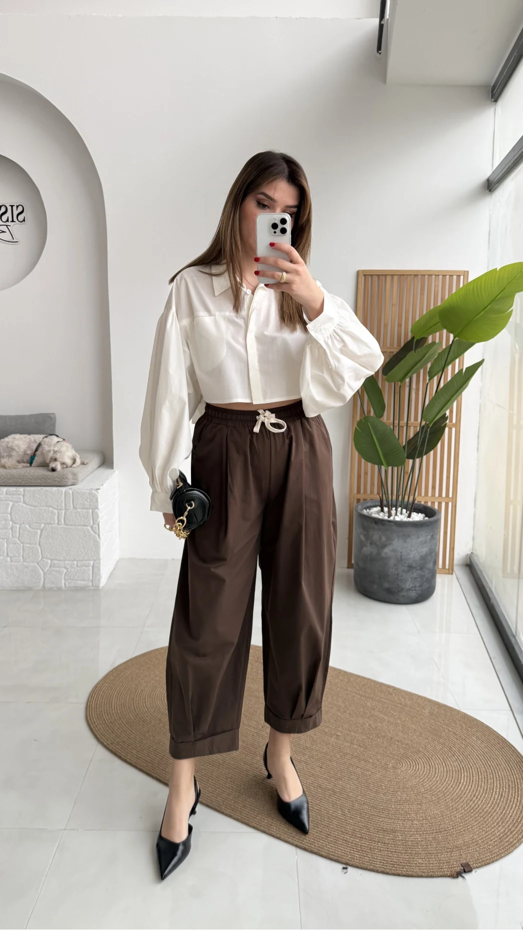 Condotti Beli Lastikli Bağcıklı Pantolon - Kahve - Kod: 51270