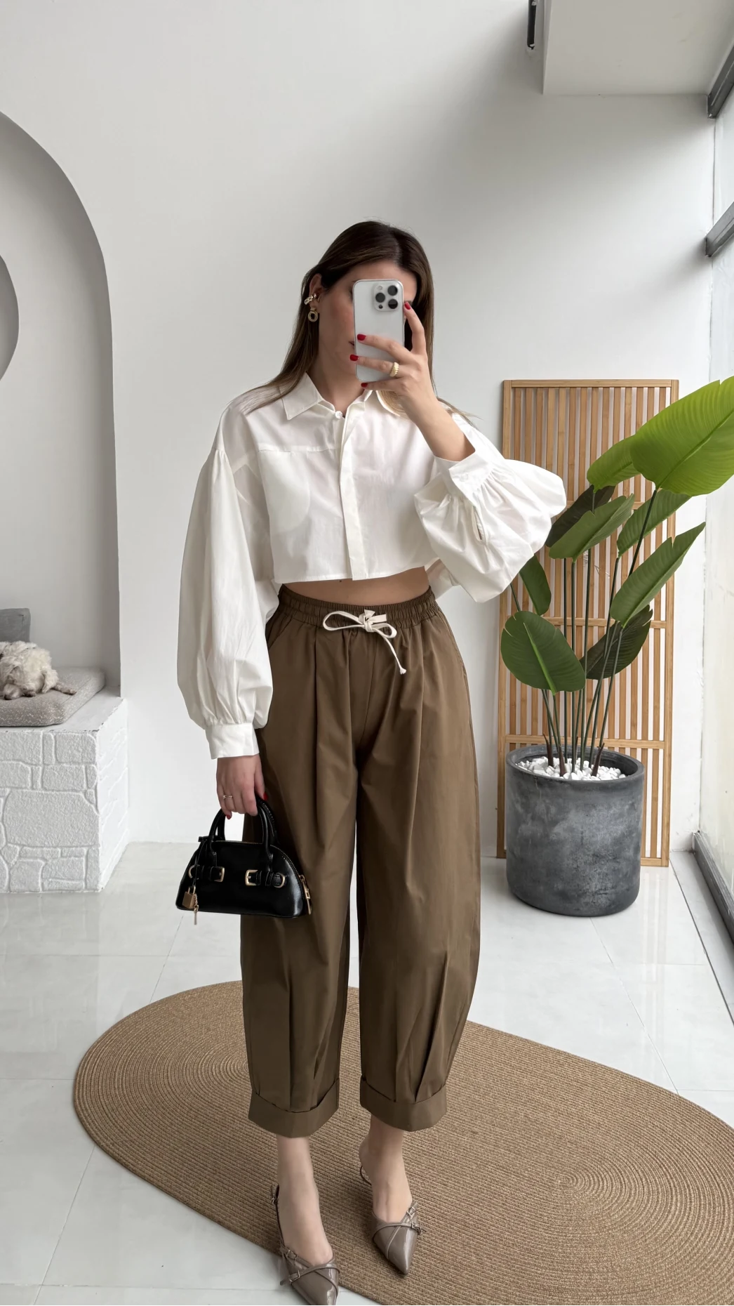 Condotti Beli Lastikli Bağcıklı Pantolon - Haki - Kod: 51270