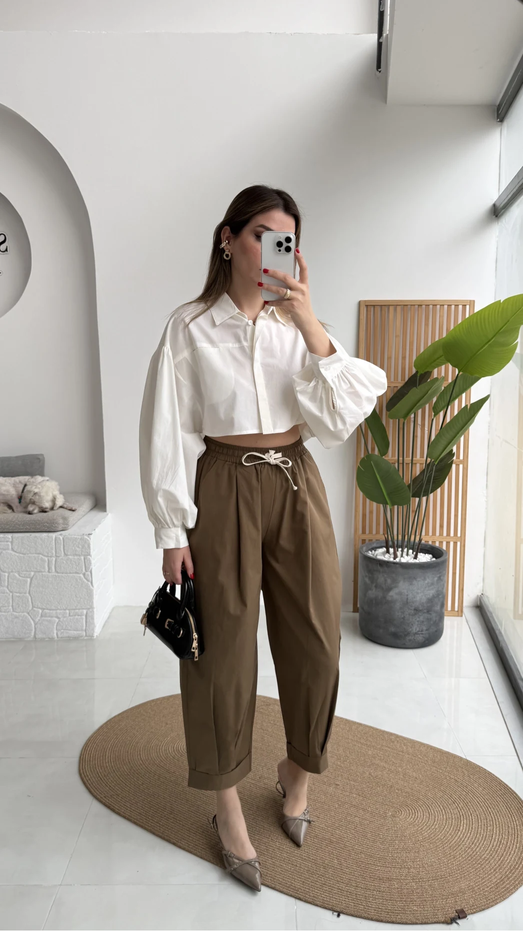 Condotti Beli Lastikli Bağcıklı Pantolon - Haki - Kod: 51270