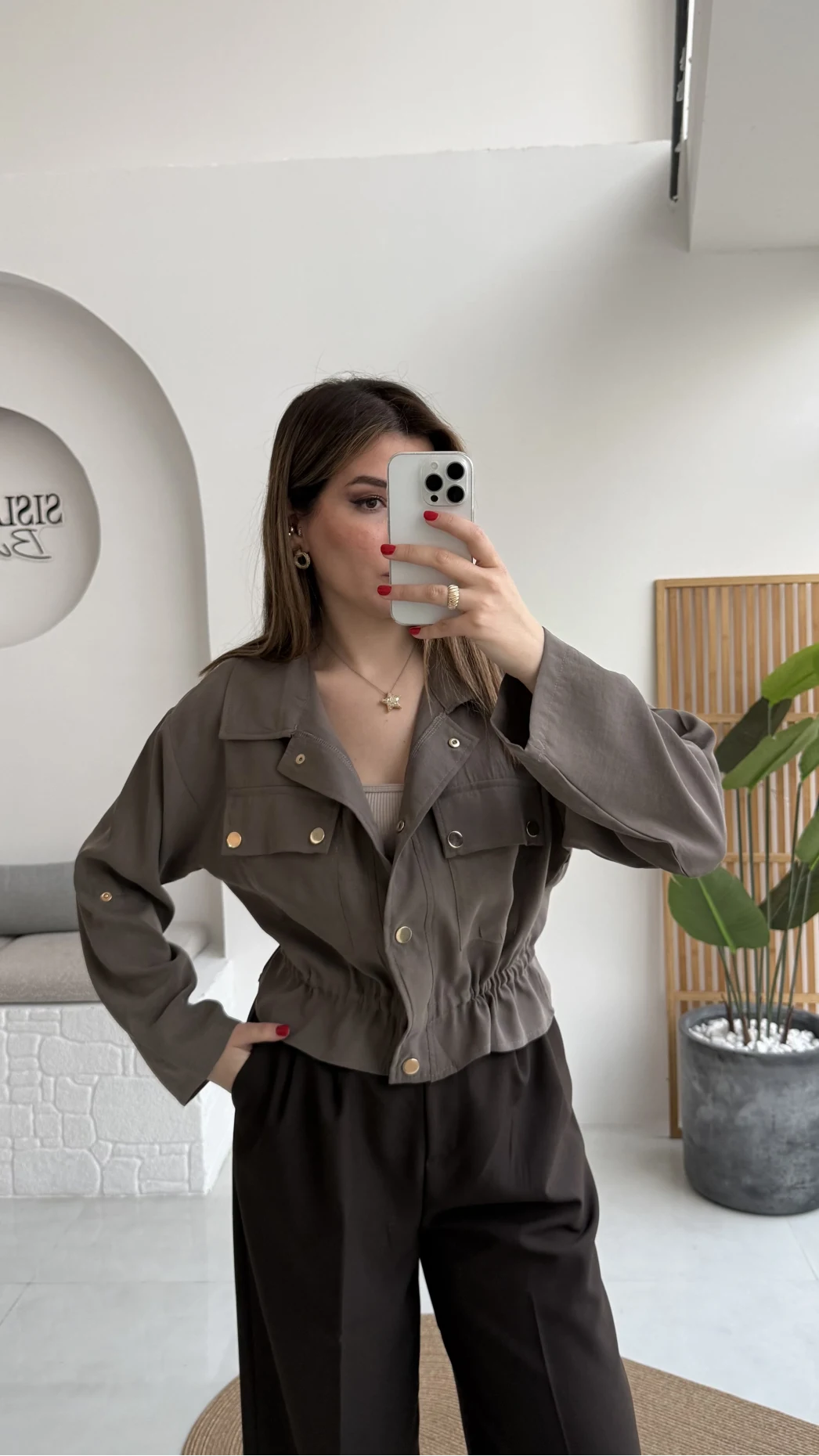 Amalfia Cepli Kısa Ceket Gömlek - Haki - Kod: 7043