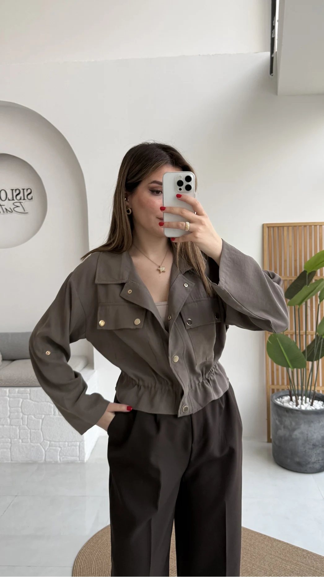 Amalfia Cepli Kısa Ceket Gömlek - Haki - Kod: 7043