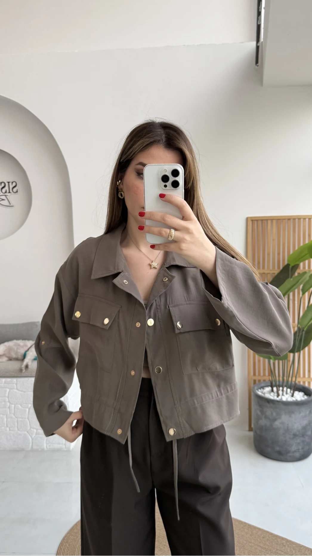 Amalfia Cepli Kısa Ceket Gömlek - Haki - Kod: 7043