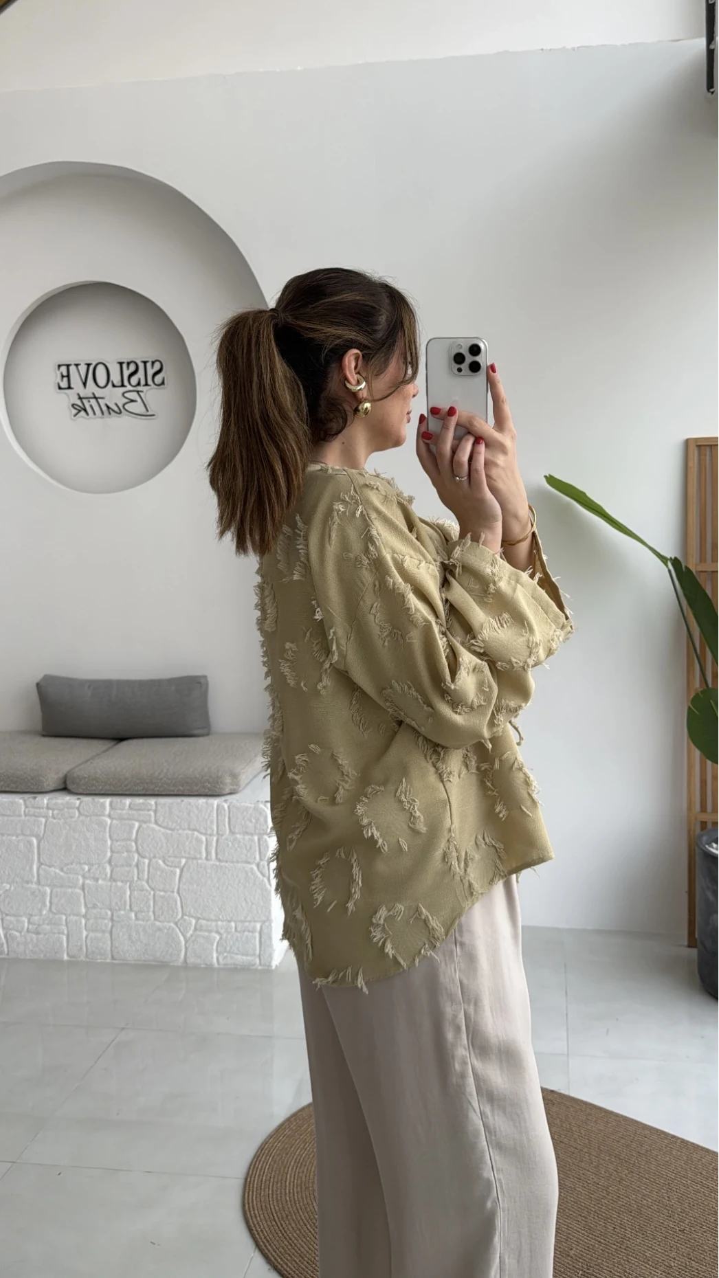 Püskül Detay Bağlamalı Kimono - Haki - Kod: 7012