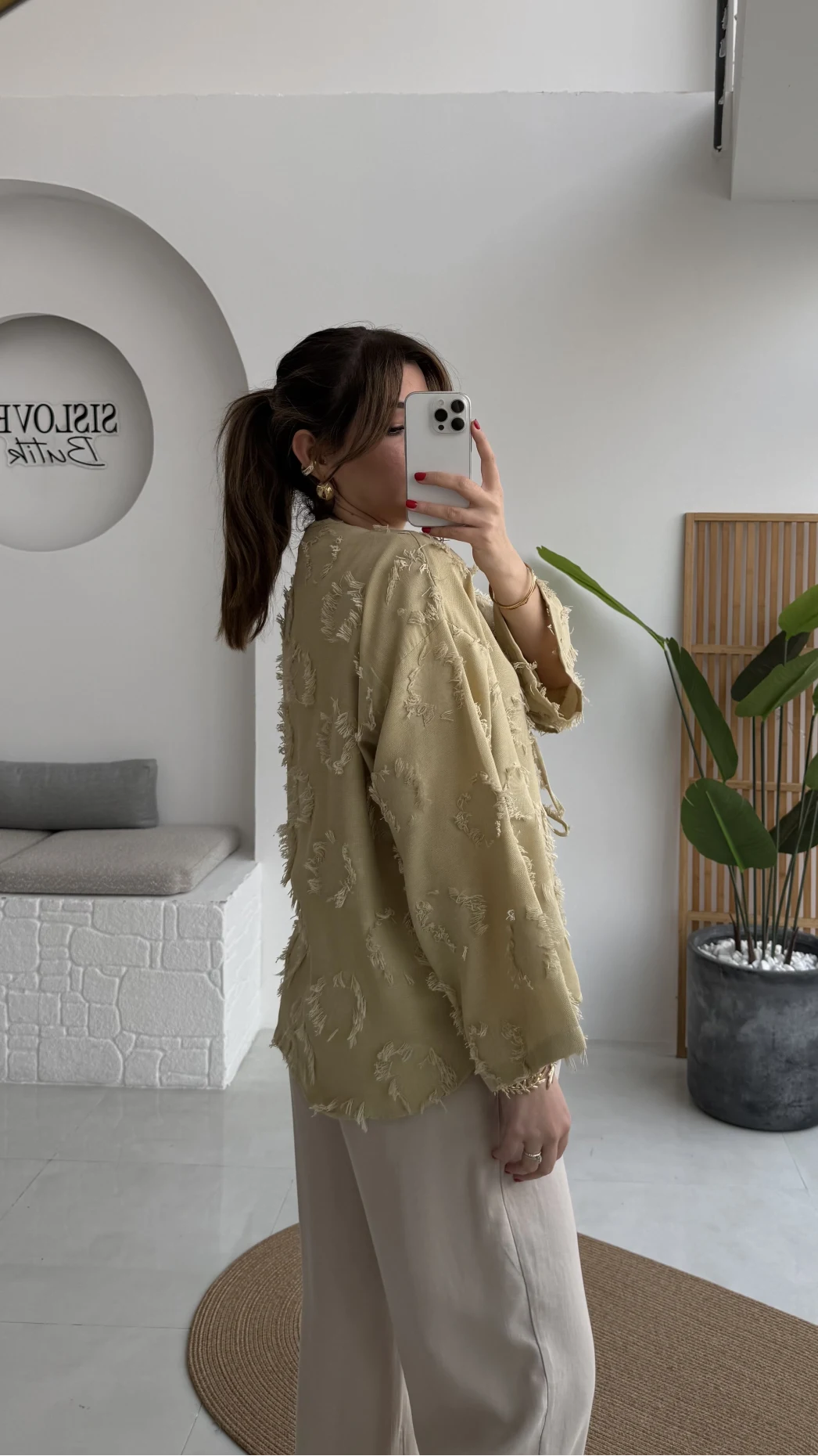 Püskül Detay Bağlamalı Kimono - Haki - Kod: 7012