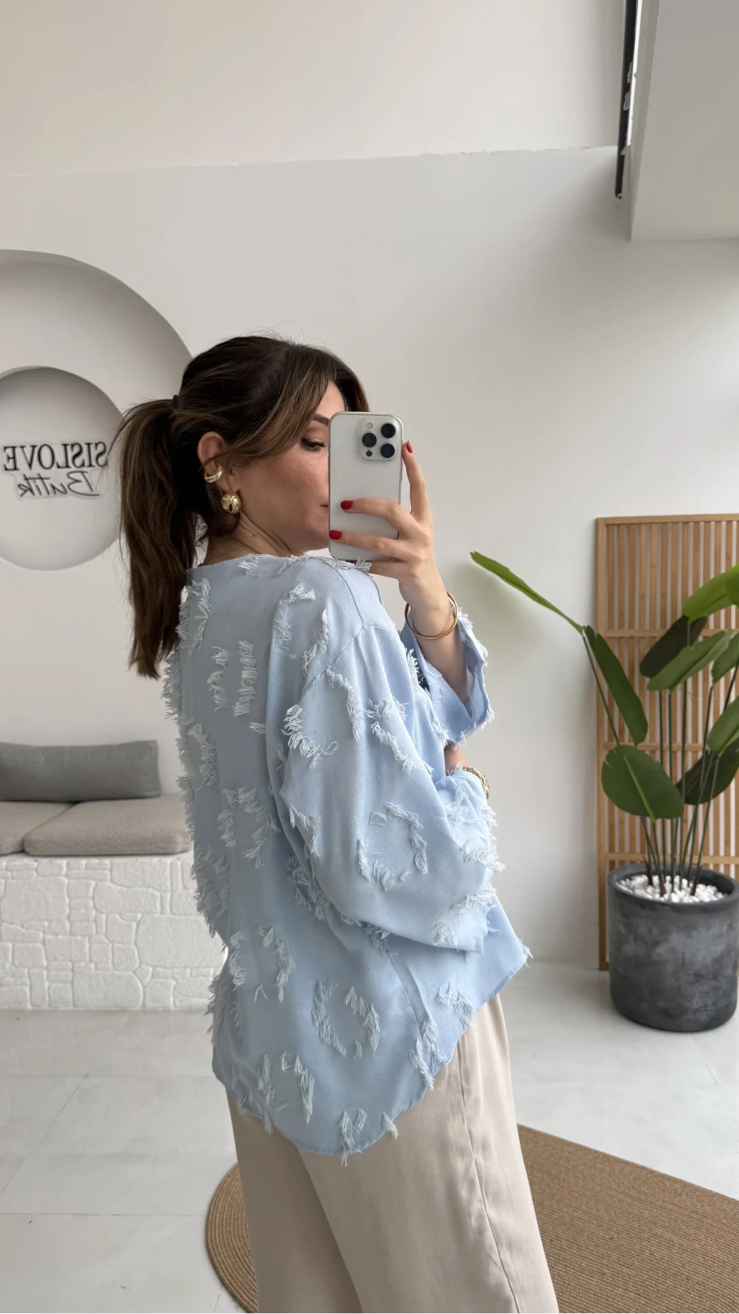 Püskül Detay Bağlamalı Kimono - Bebe Mavisi - Kod: 7012