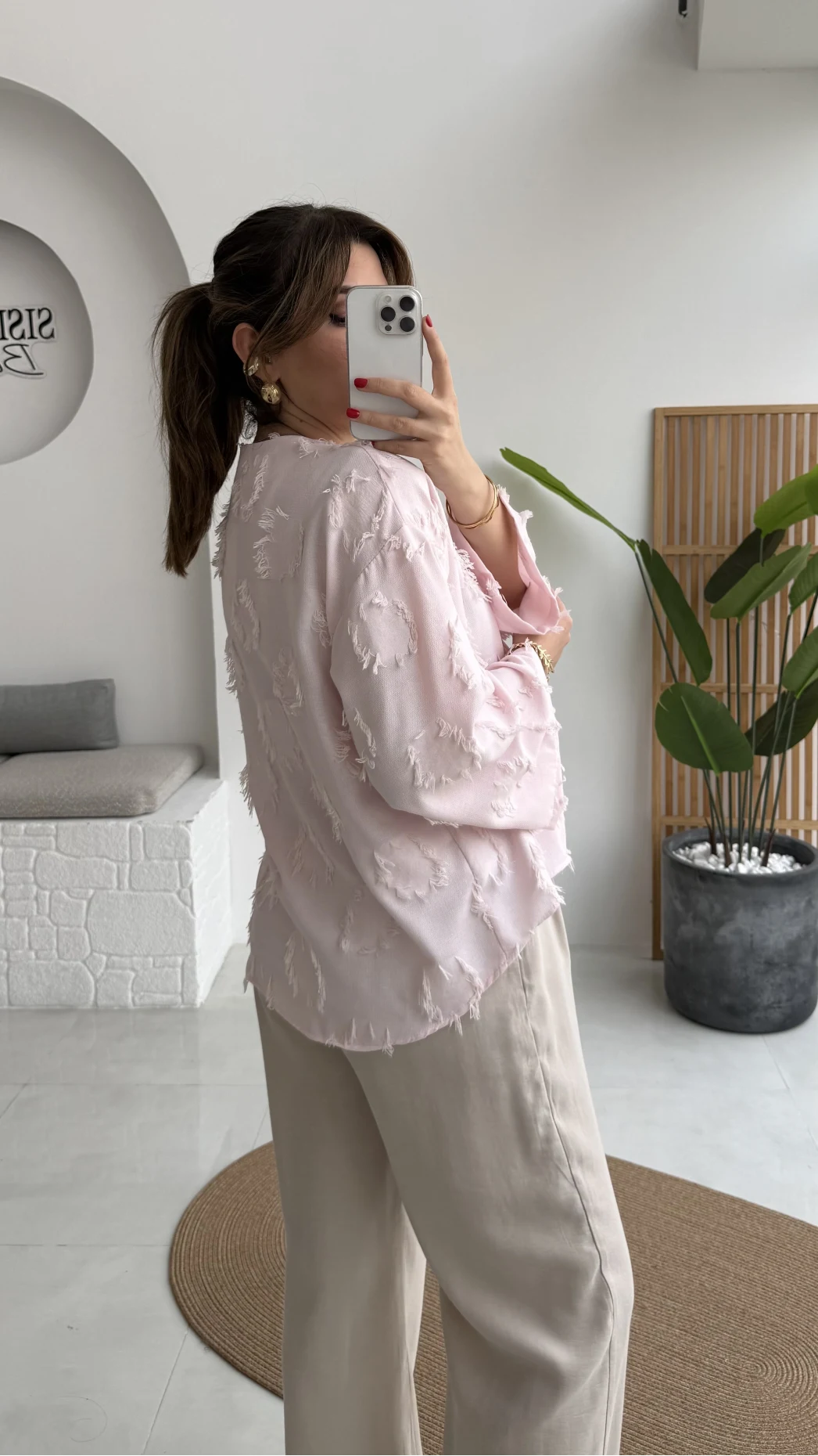 Püskül Detay Bağlamalı Kimono - Toz Pembe - Kod: 7012