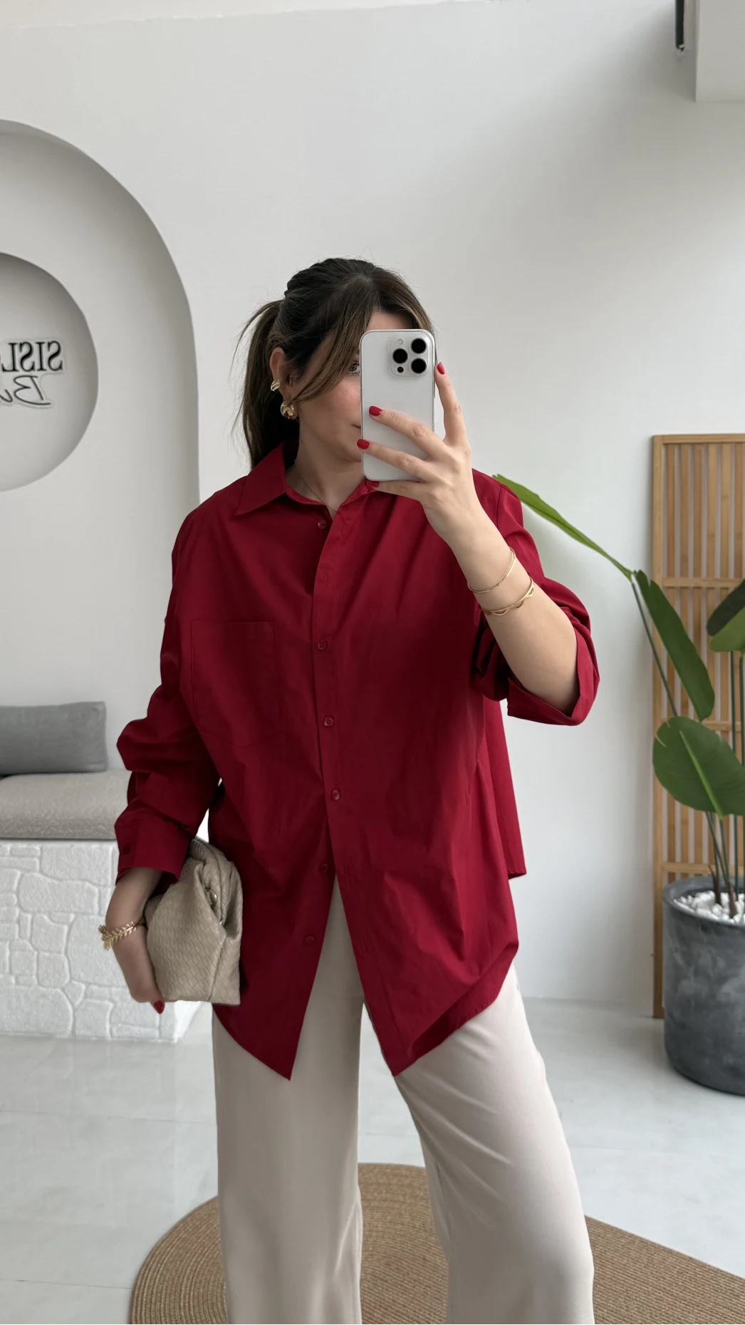 Paloma Tek Cepli Poplin Gömlek - Kırmızı - Kod: 5020