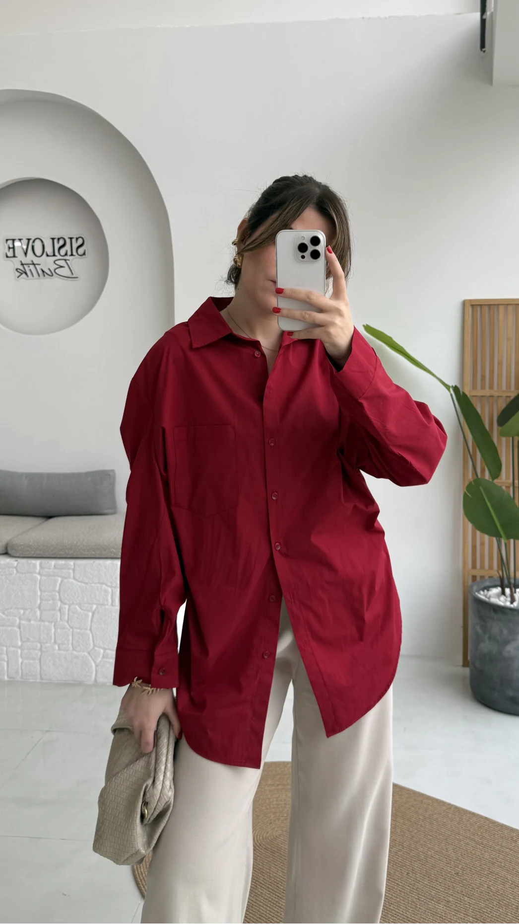 Paloma Tek Cepli Poplin Gömlek - Kırmızı - Kod: 5020