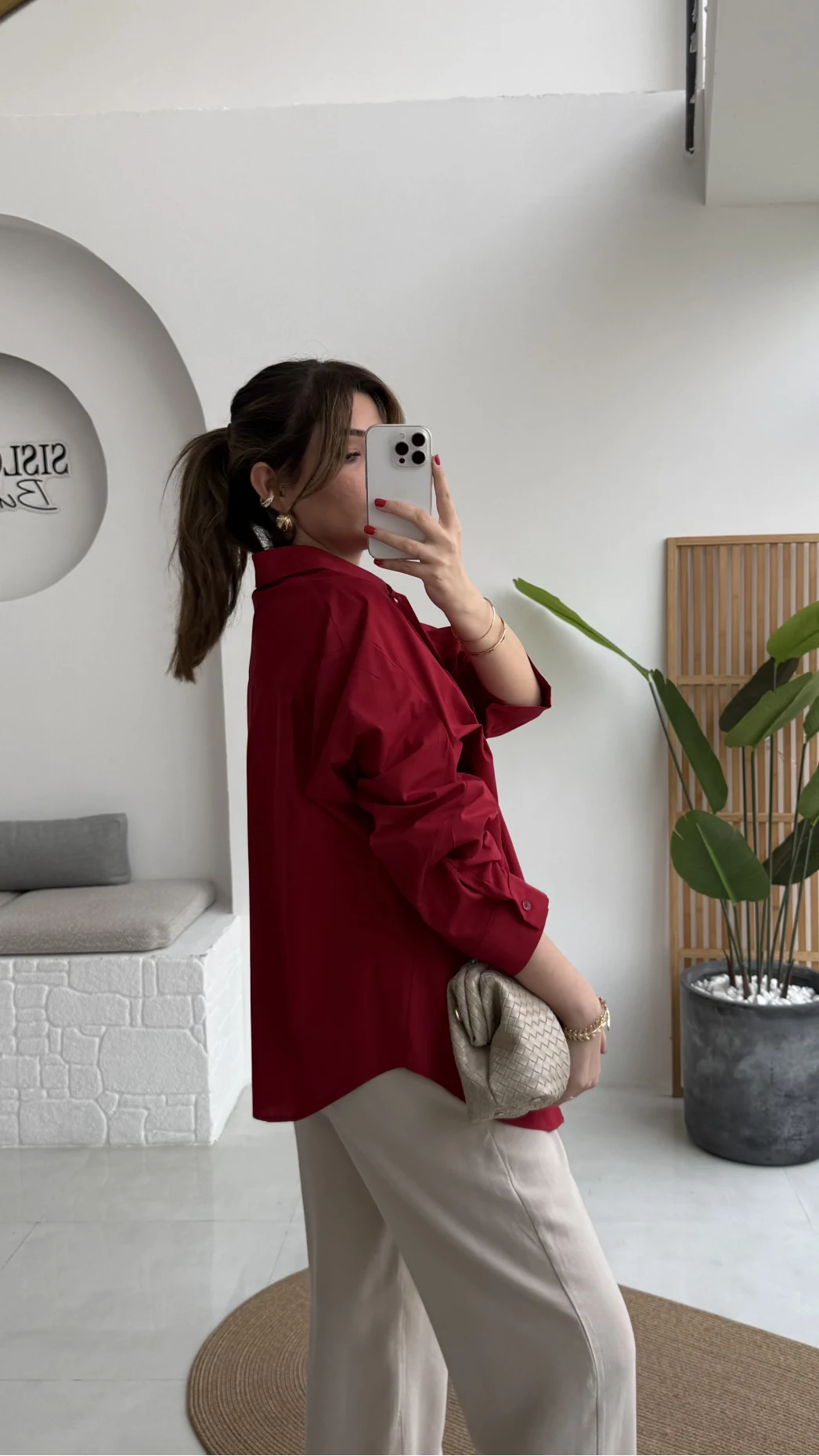 Paloma Tek Cepli Poplin Gömlek - Kırmızı - Kod: 5020