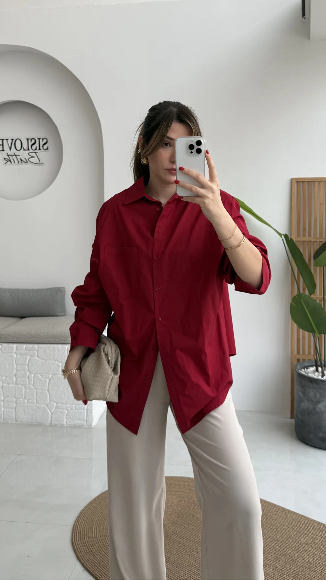 Paloma Tek Cepli Poplin Gömlek - Kırmızı - Kod: 5020