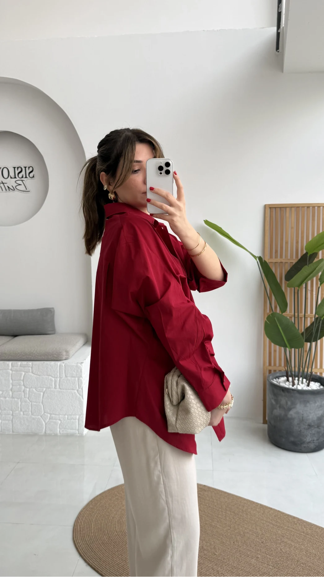 Paloma Tek Cepli Poplin Gömlek - Kırmızı - Kod: 5020