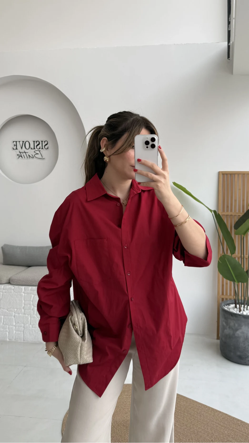 Paloma Tek Cepli Poplin Gömlek - Kırmızı - Kod: 5020