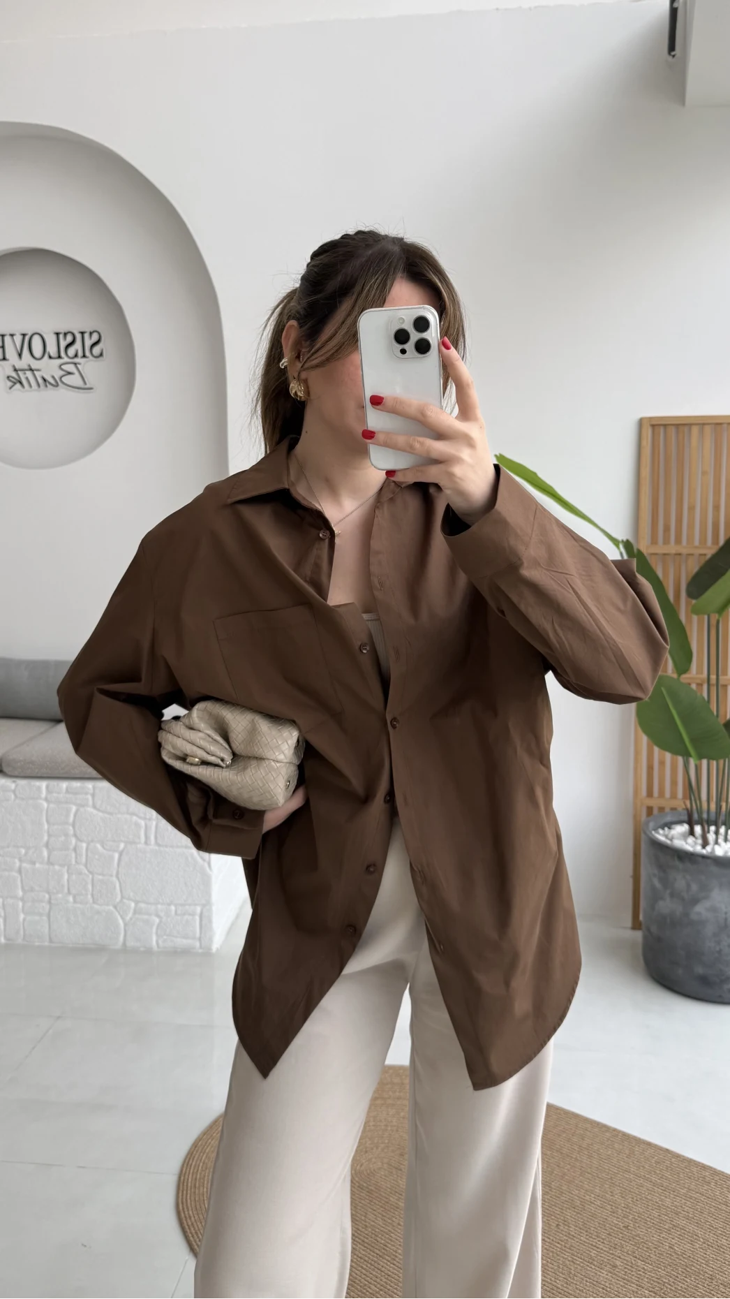 Paloma Tek Cepli Poplin Gömlek - Acı Kahve - Kod: 5020