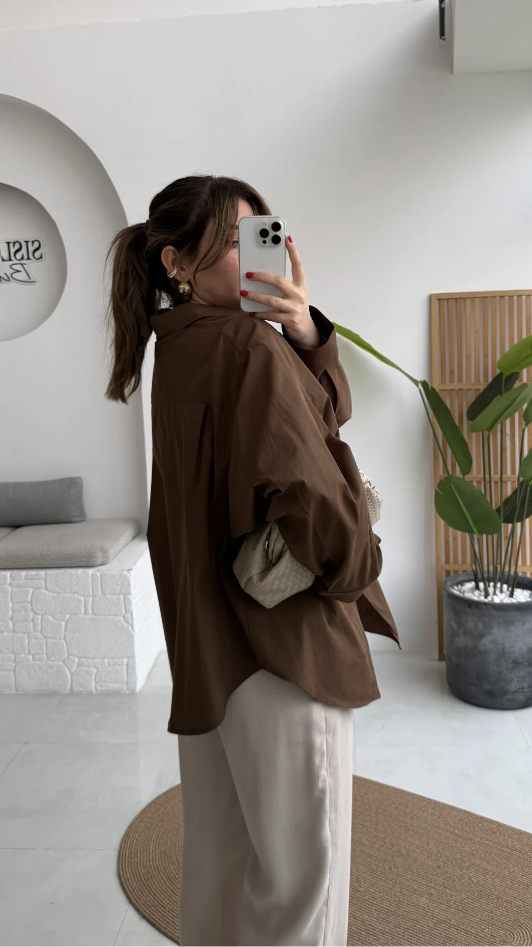 Paloma Tek Cepli Poplin Gömlek - Acı Kahve - Kod: 5020