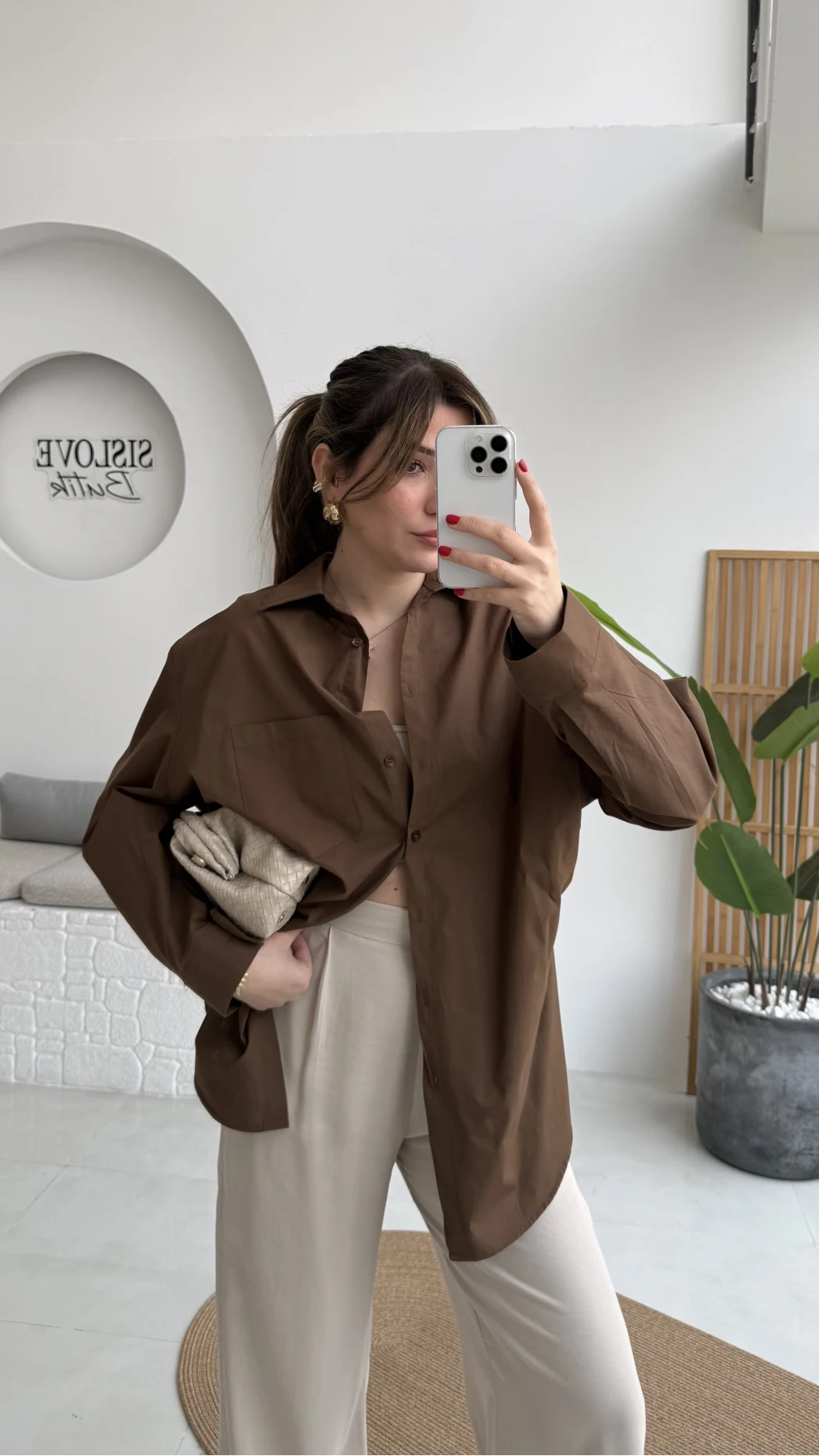 Paloma Tek Cepli Poplin Gömlek - Acı Kahve - Kod: 5020