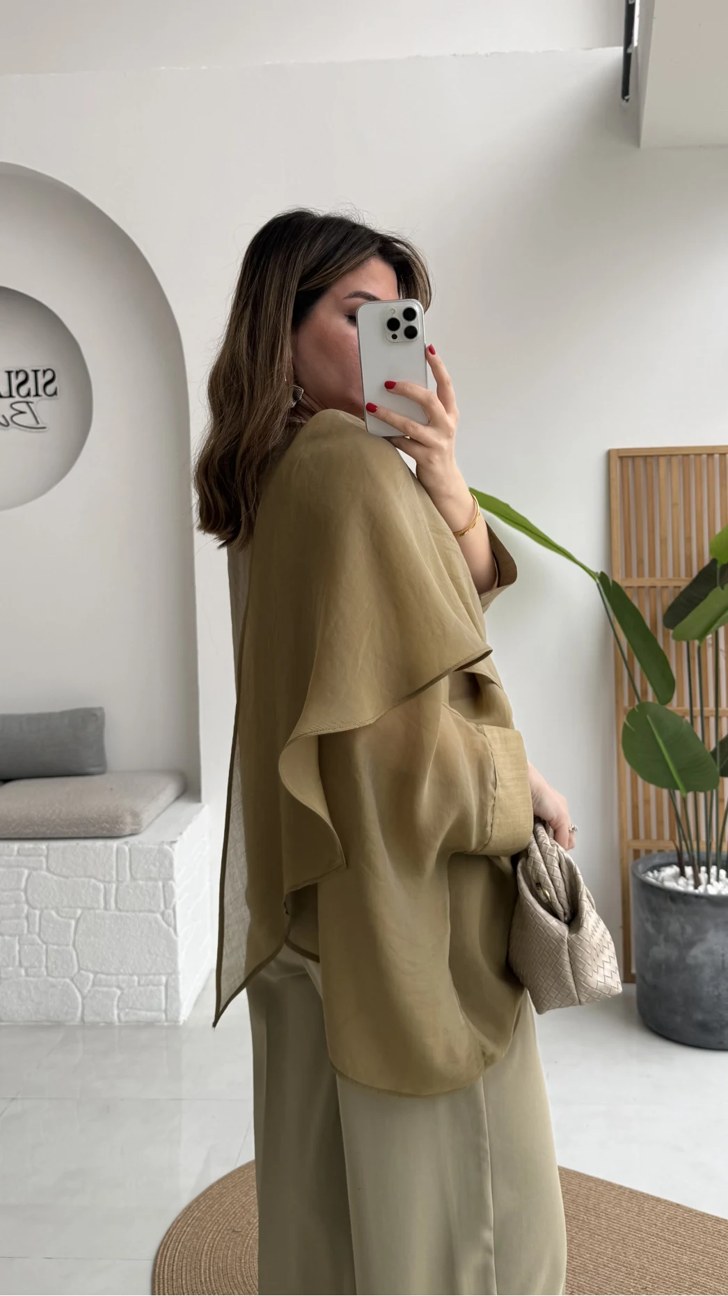 Uçuşan Pelerin Bluz - Olive - Kod: 5026