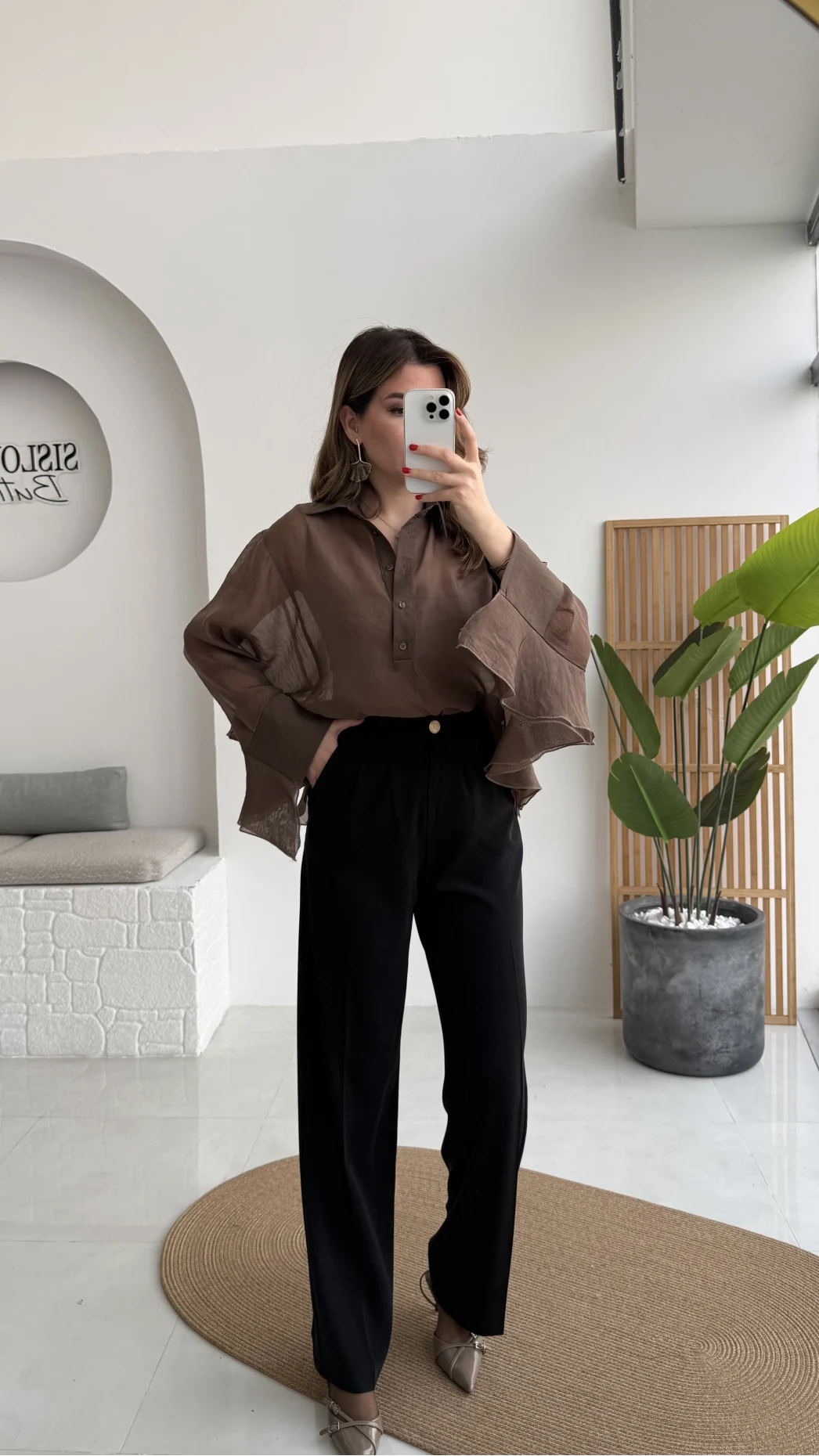 Pileli Palazzo Dökümlü Kumaş Pantolon - Siyah - Kod: 51078