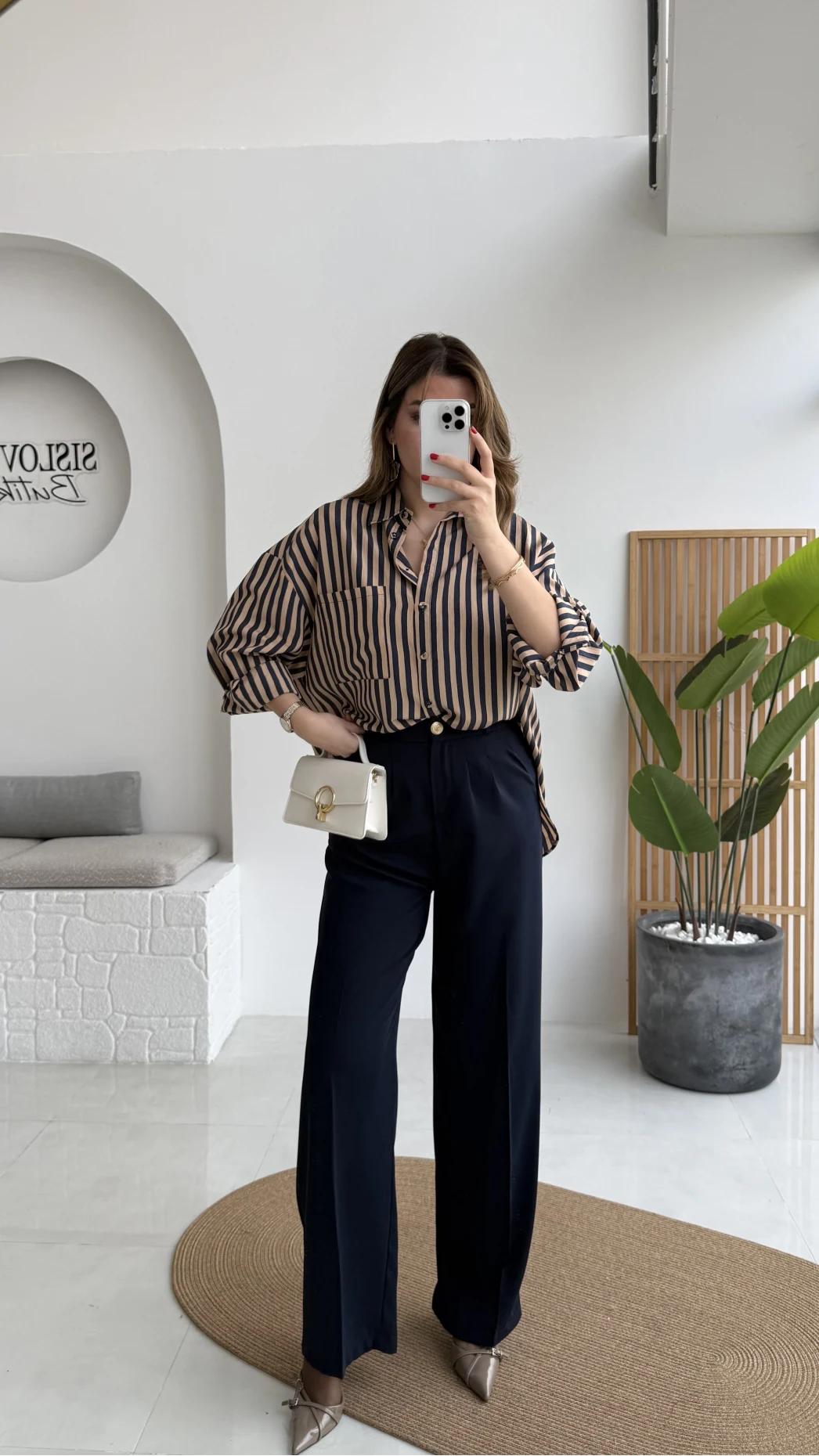 Pileli Palazzo Dökümlü Kumaş Pantolon - Lacivert - Kod: 51078