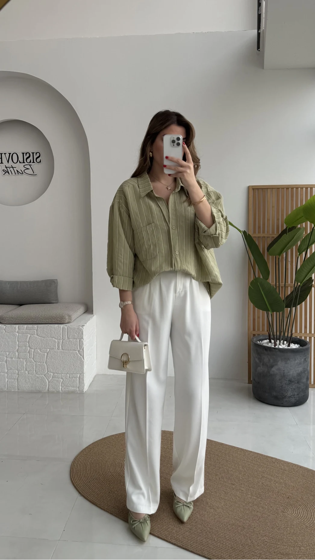 Pileli Palazzo Dökümlü Kumaş Pantolon - Beyaz - Kod: 51078