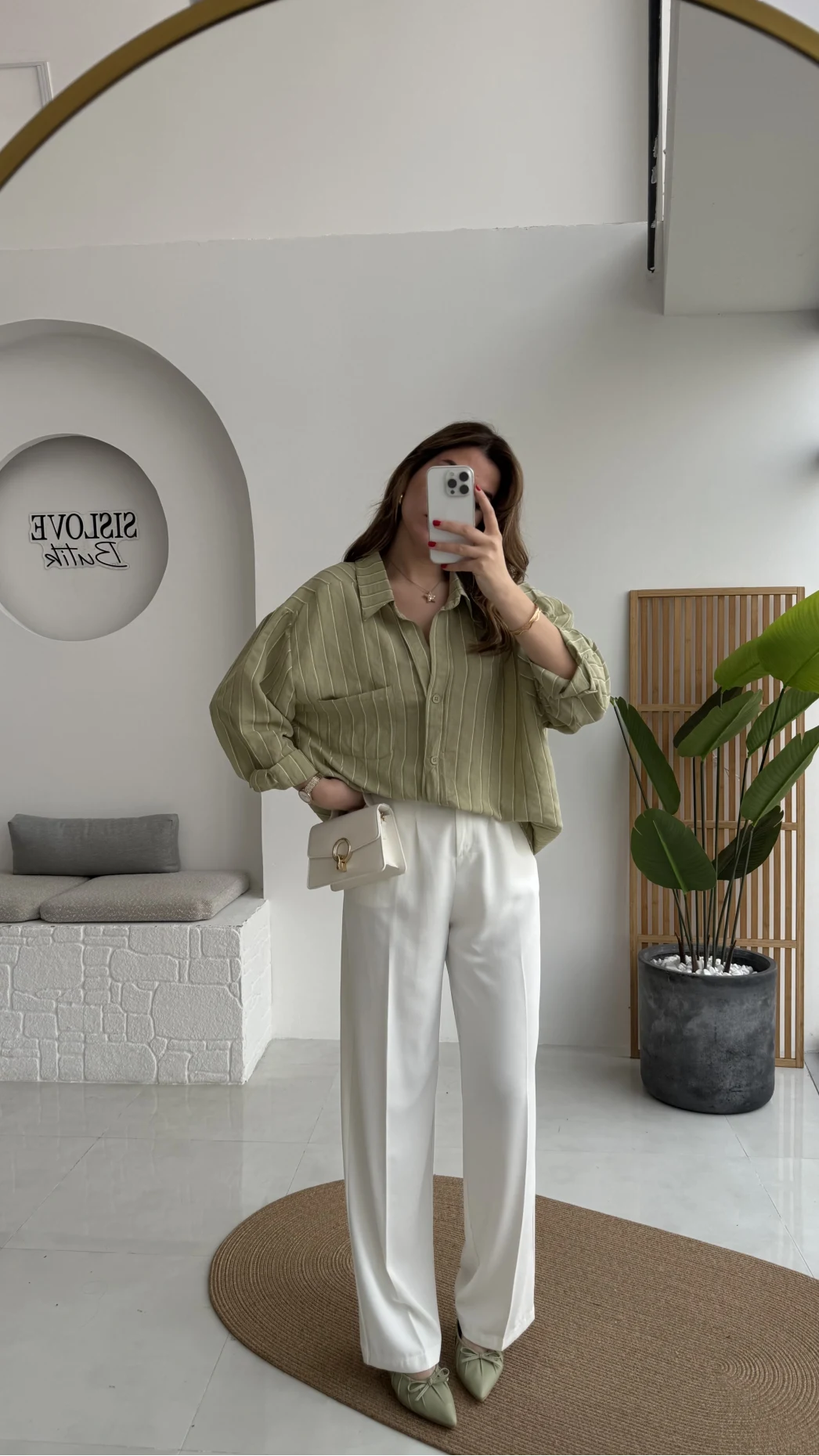 Pileli Palazzo Dökümlü Kumaş Pantolon - Beyaz - Kod: 51078