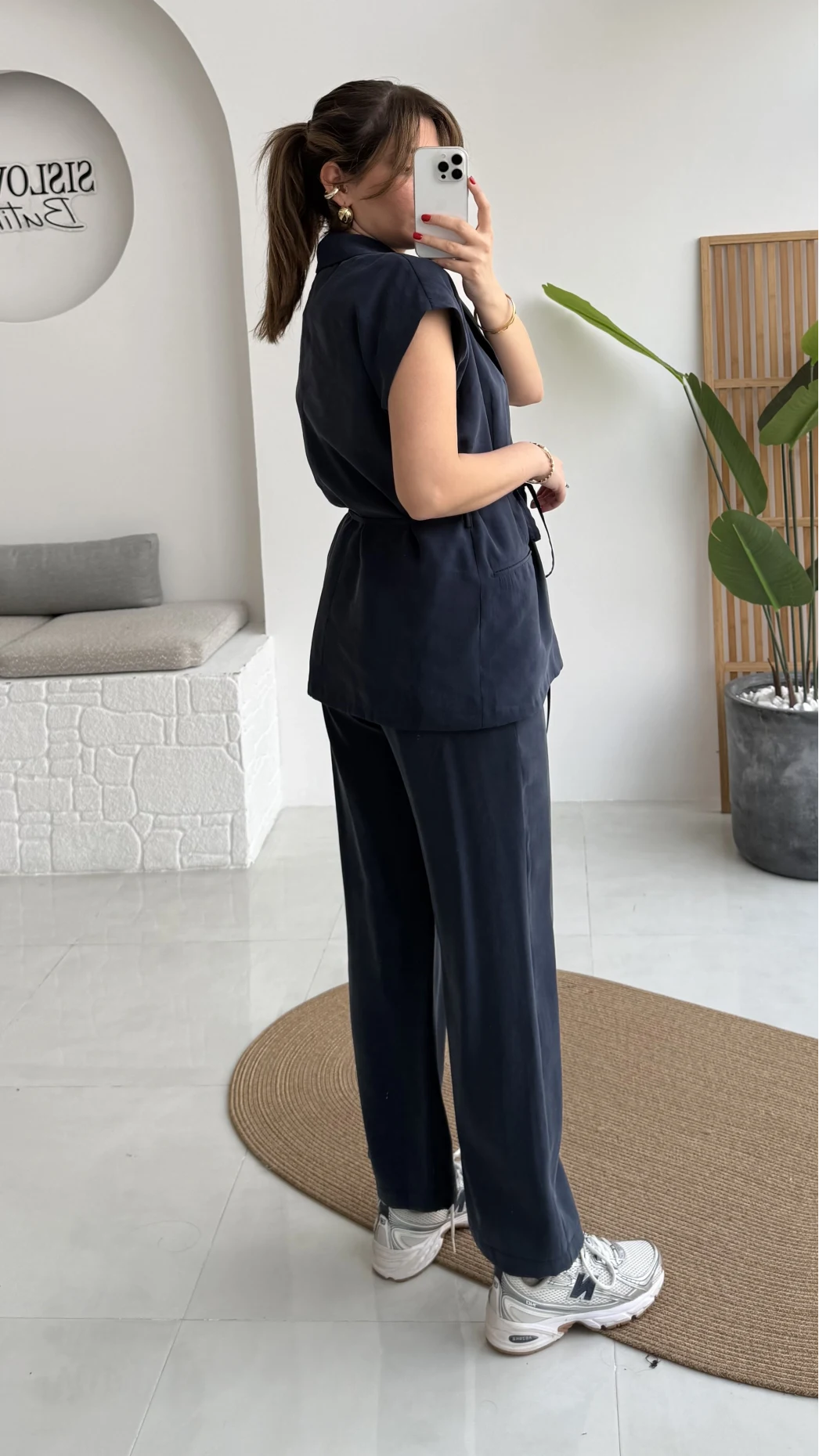 İp Bağlamalı Yelek Pantolon Takım - Lacivert - Kod: 8021 4041