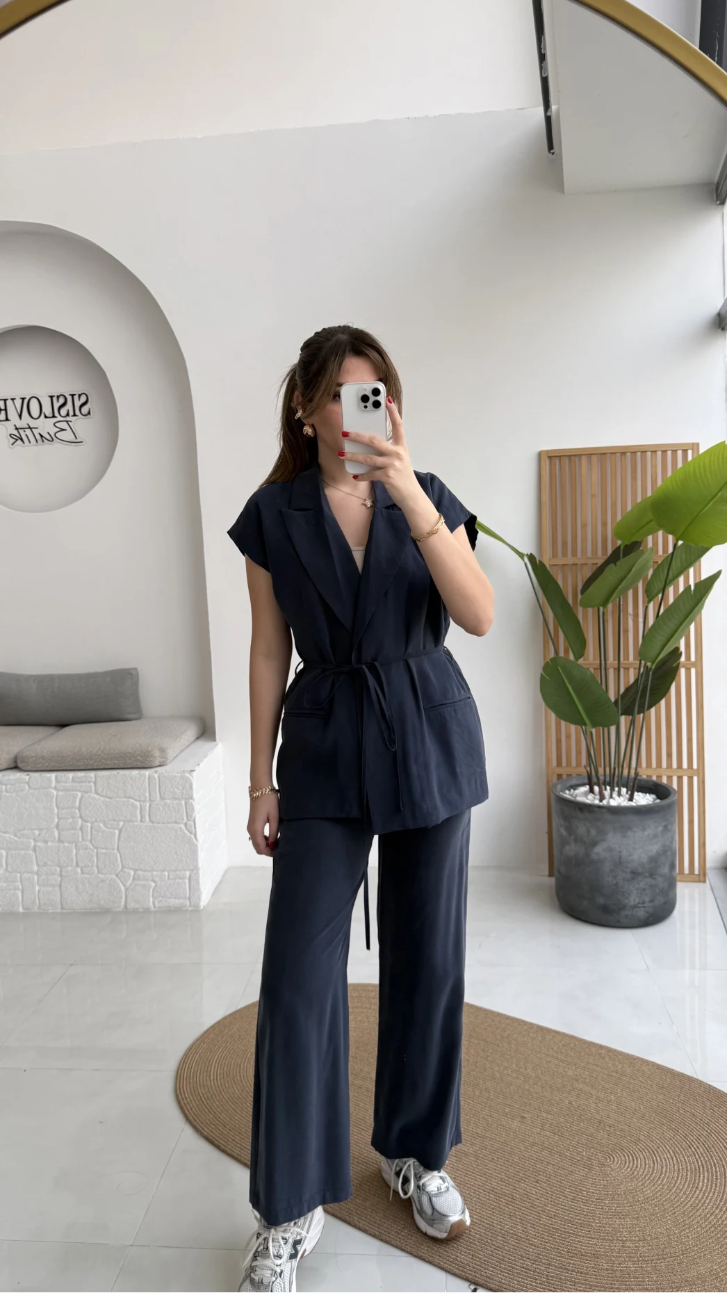 İp Bağlamalı Yelek Pantolon Takım - Lacivert - Kod: 8021 4041