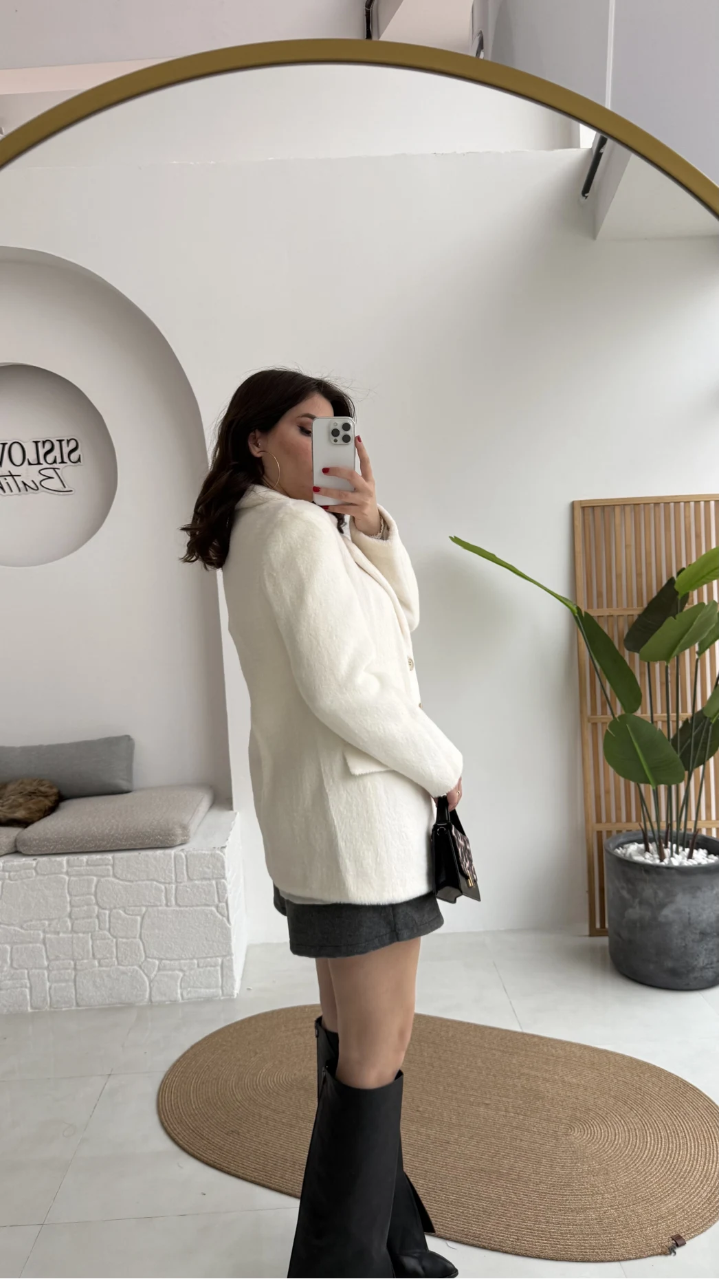 Peluş Düğmeli Blazer Ceket - Ekru - Kod: 508014