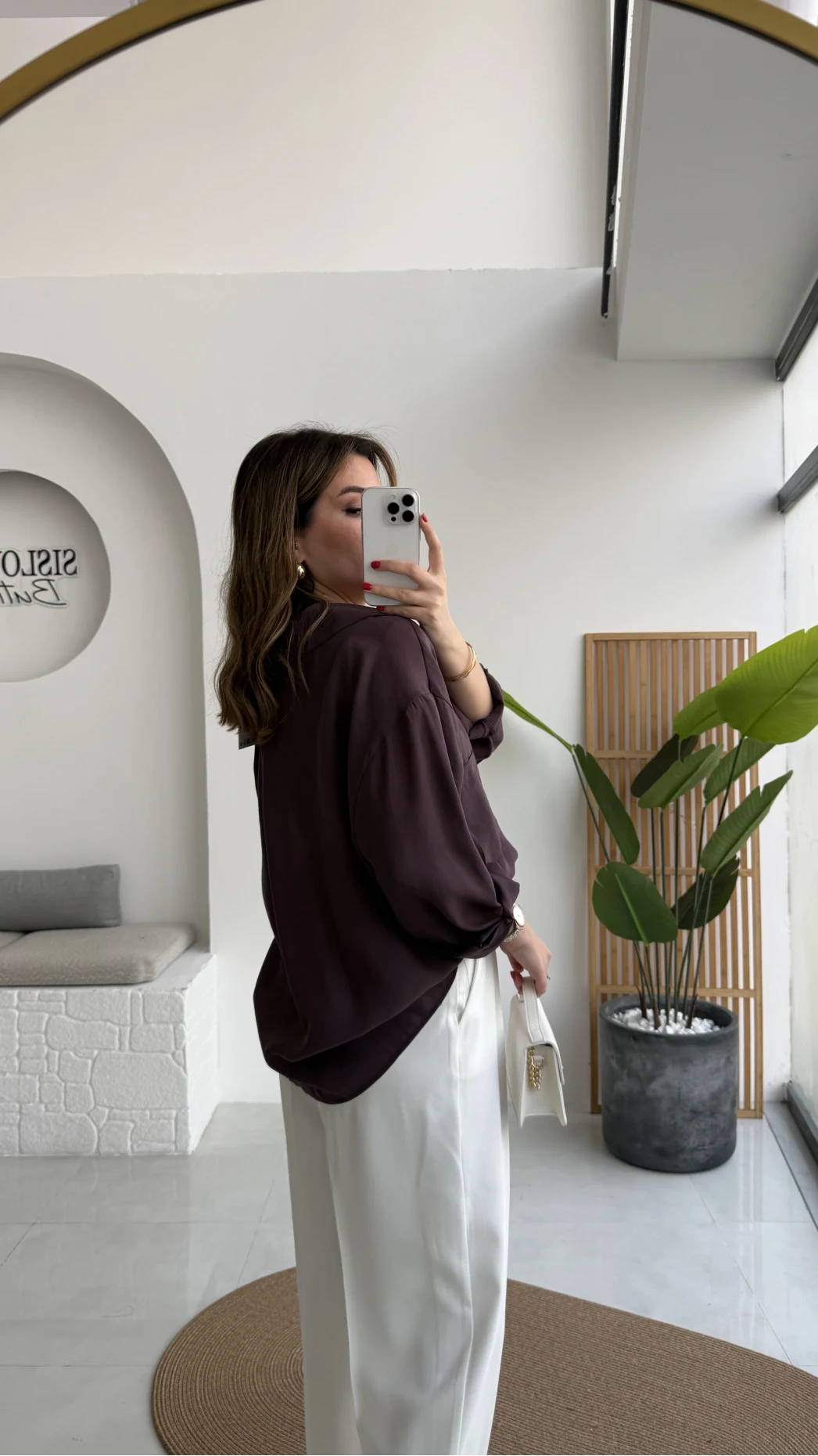 Mürdüm Oversize Tensel Gömlek Kod: 4612