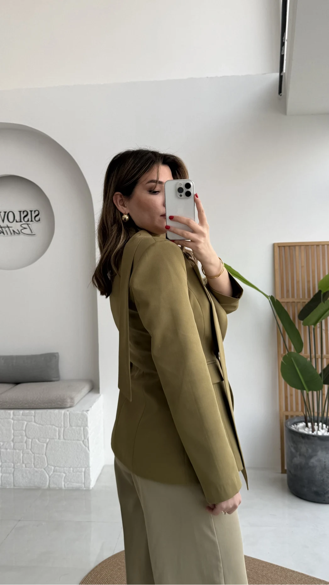 Lucy Fularlı Bele Oturan Blazer Ceket - Haki