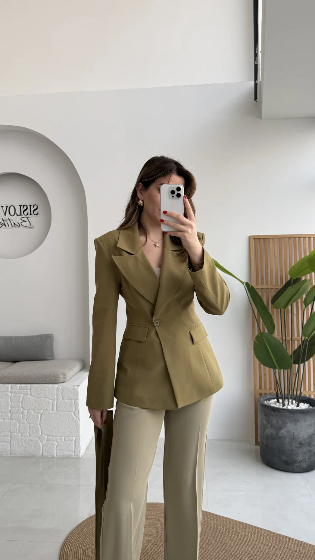 Lucy Fularlı Bele Oturan Blazer Ceket - Haki