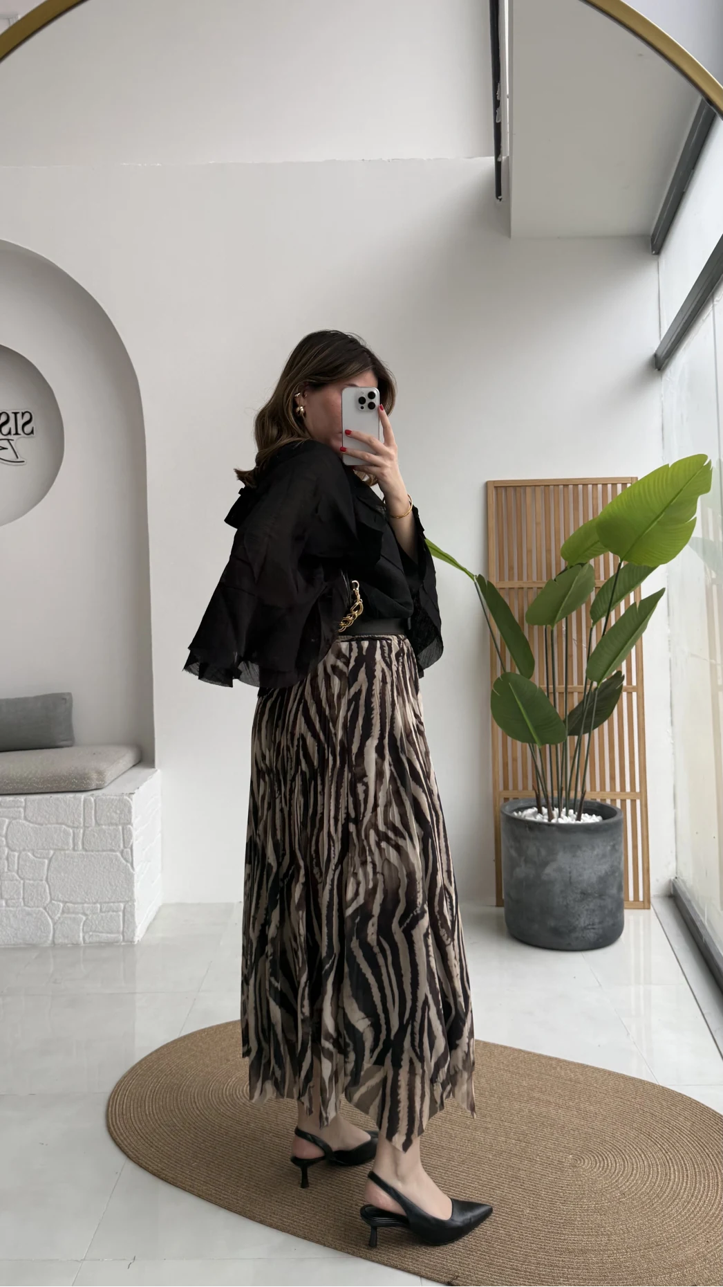 Mabel Kemerli Parçalı Etek - Kahve -Kod: 3370