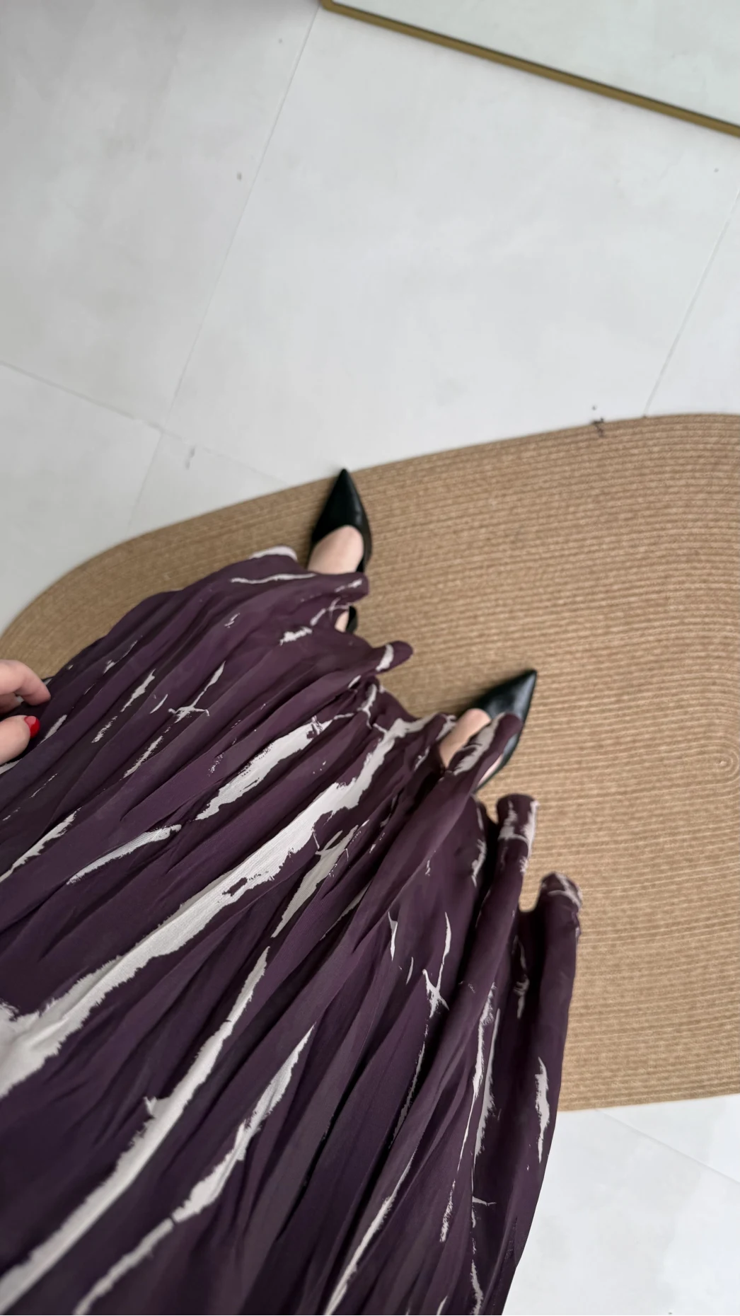 Parçalı Kemerli Asimetrik Kesim Etek - Mürdüm - Kod: 3369