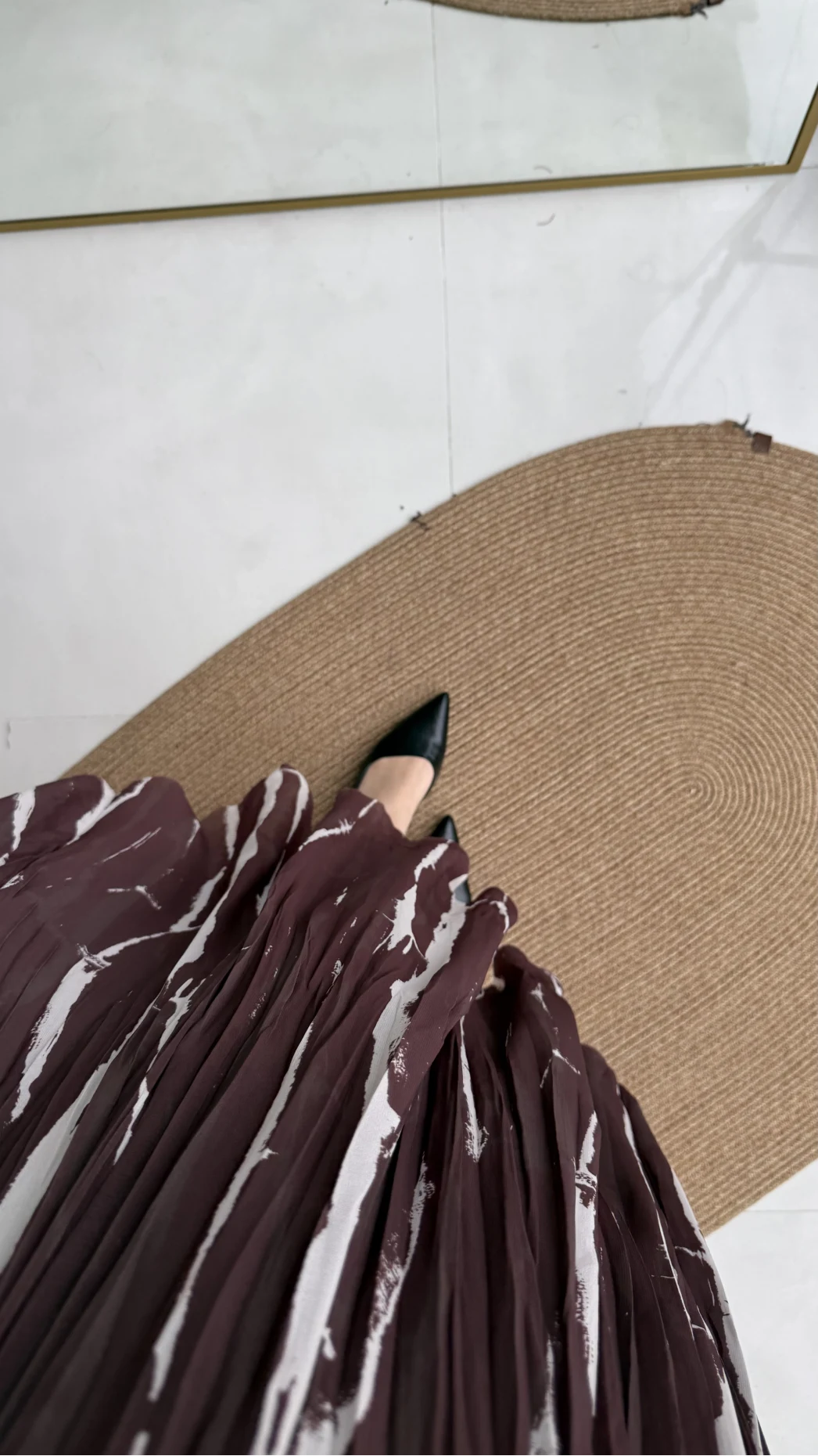 Parçalı Kemerli Asimetrik Kesim Etek - Kahve - Kod: 3369