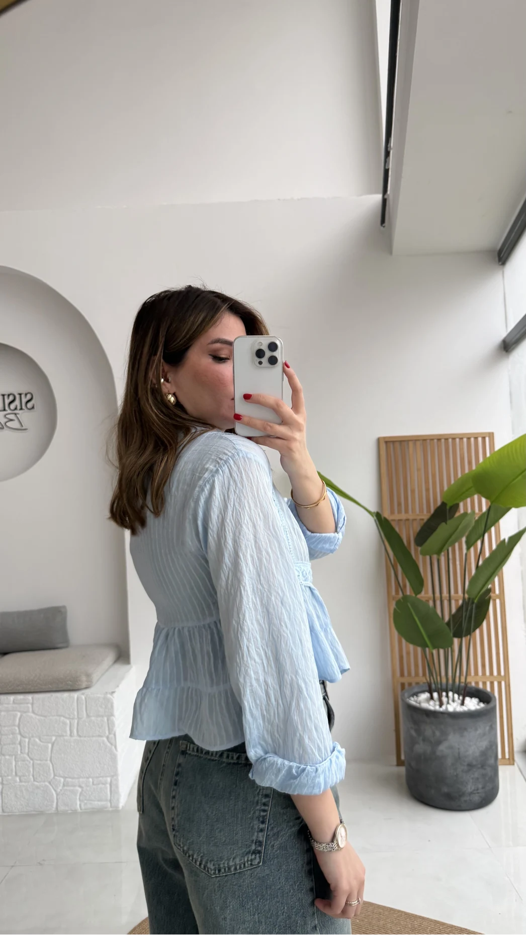 Bloom Bebe Mavisi Dantel Gömlek - Kod: 2214