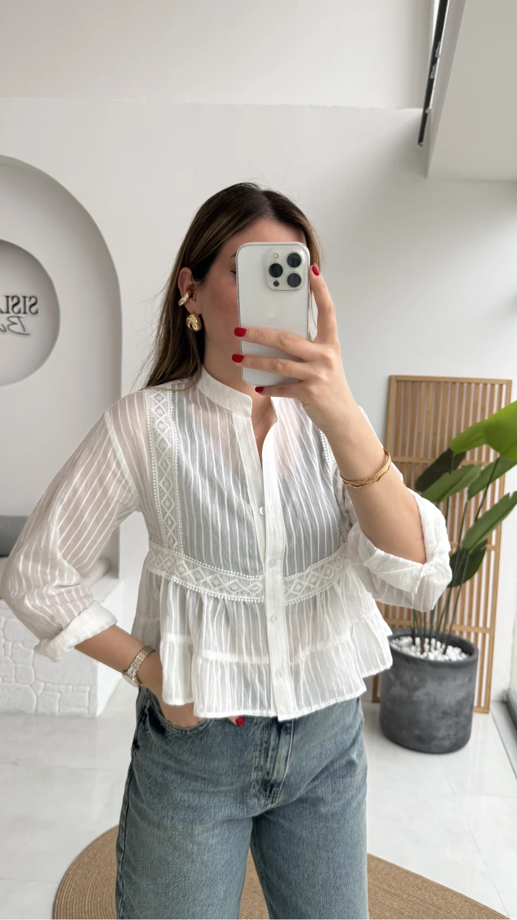 Bloom Beyaz Dantel Gömlek - Kod: 2214