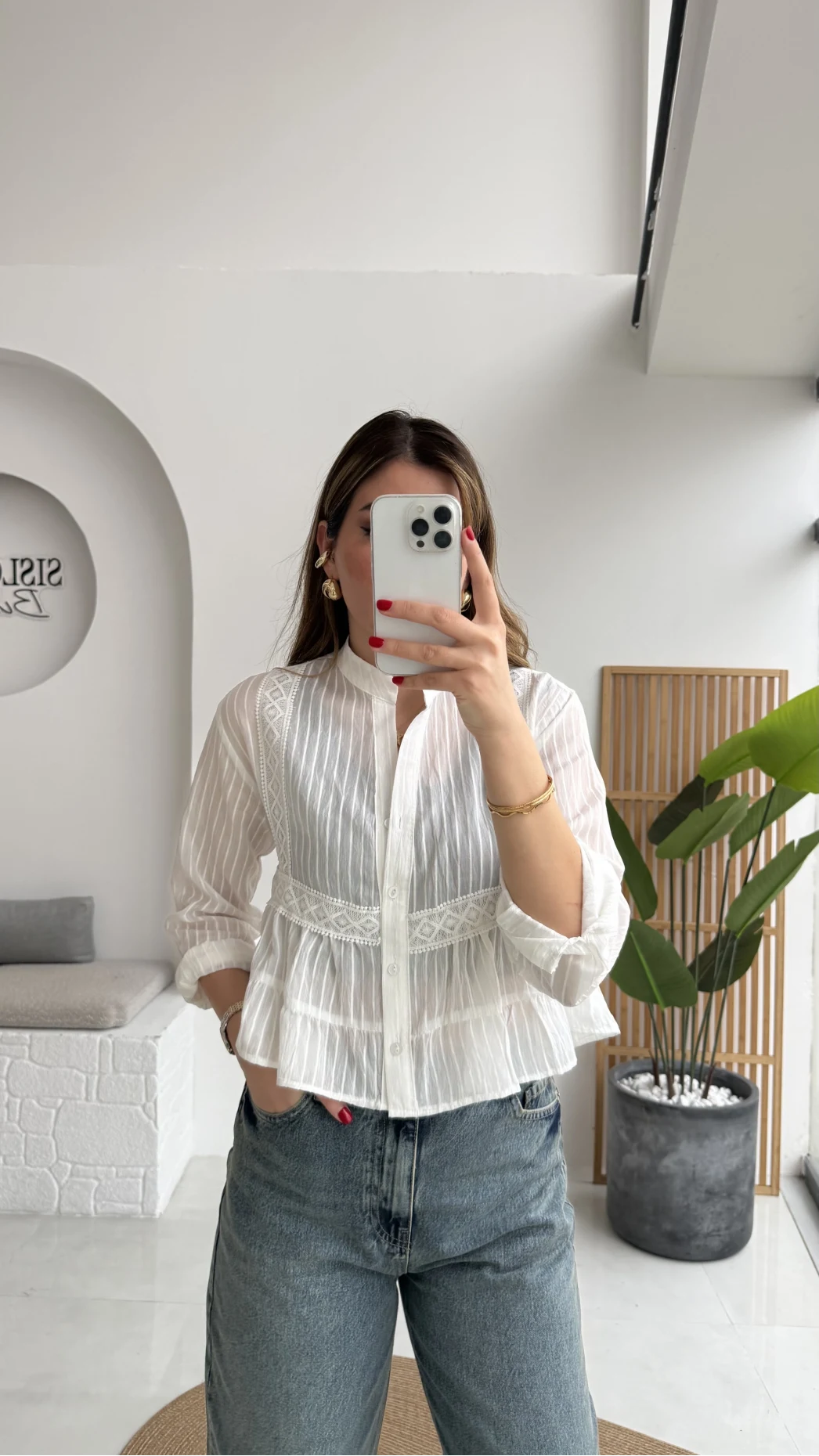 Bloom Beyaz Dantel Gömlek - Kod: 2214