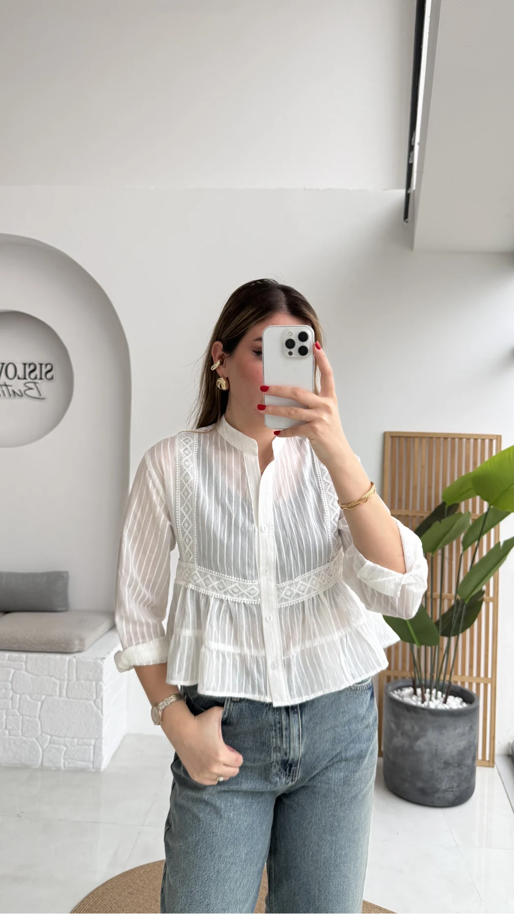 Bloom Beyaz Dantel Gömlek - Kod: 2214