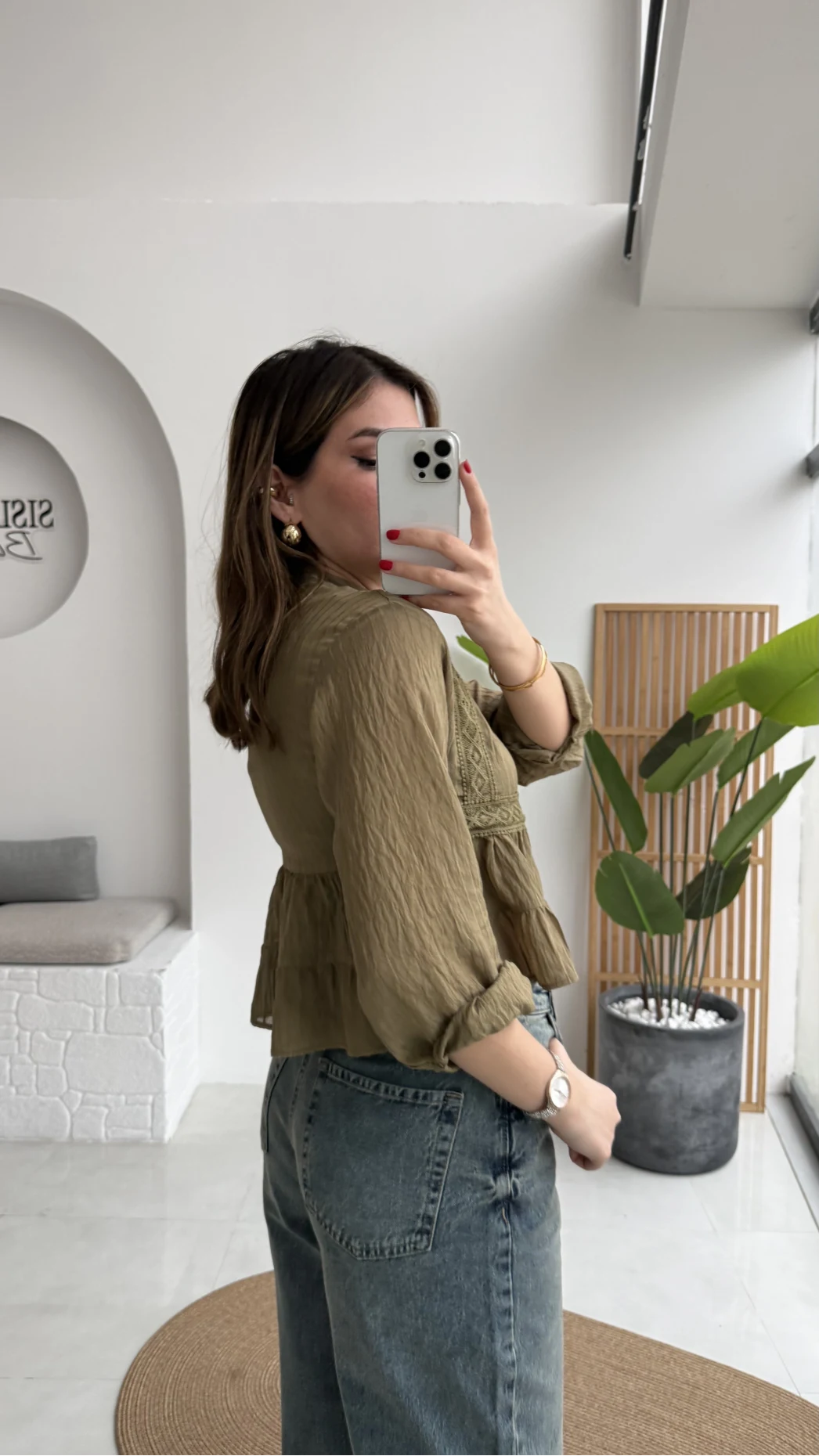 Bloom Haki Dantel Gömlek - Kod: 2214