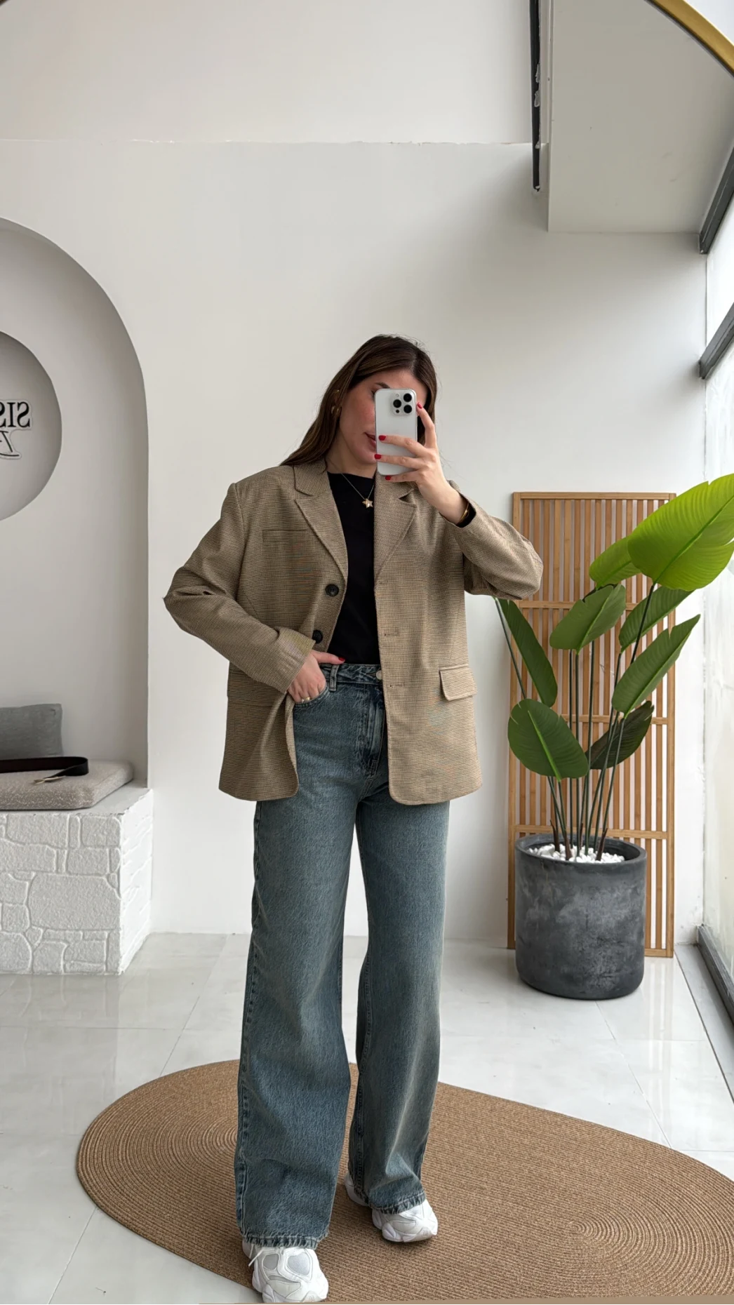 Hanna Kemerli Pitikareli Blazer Ceket - Hardal - Kod: 9720