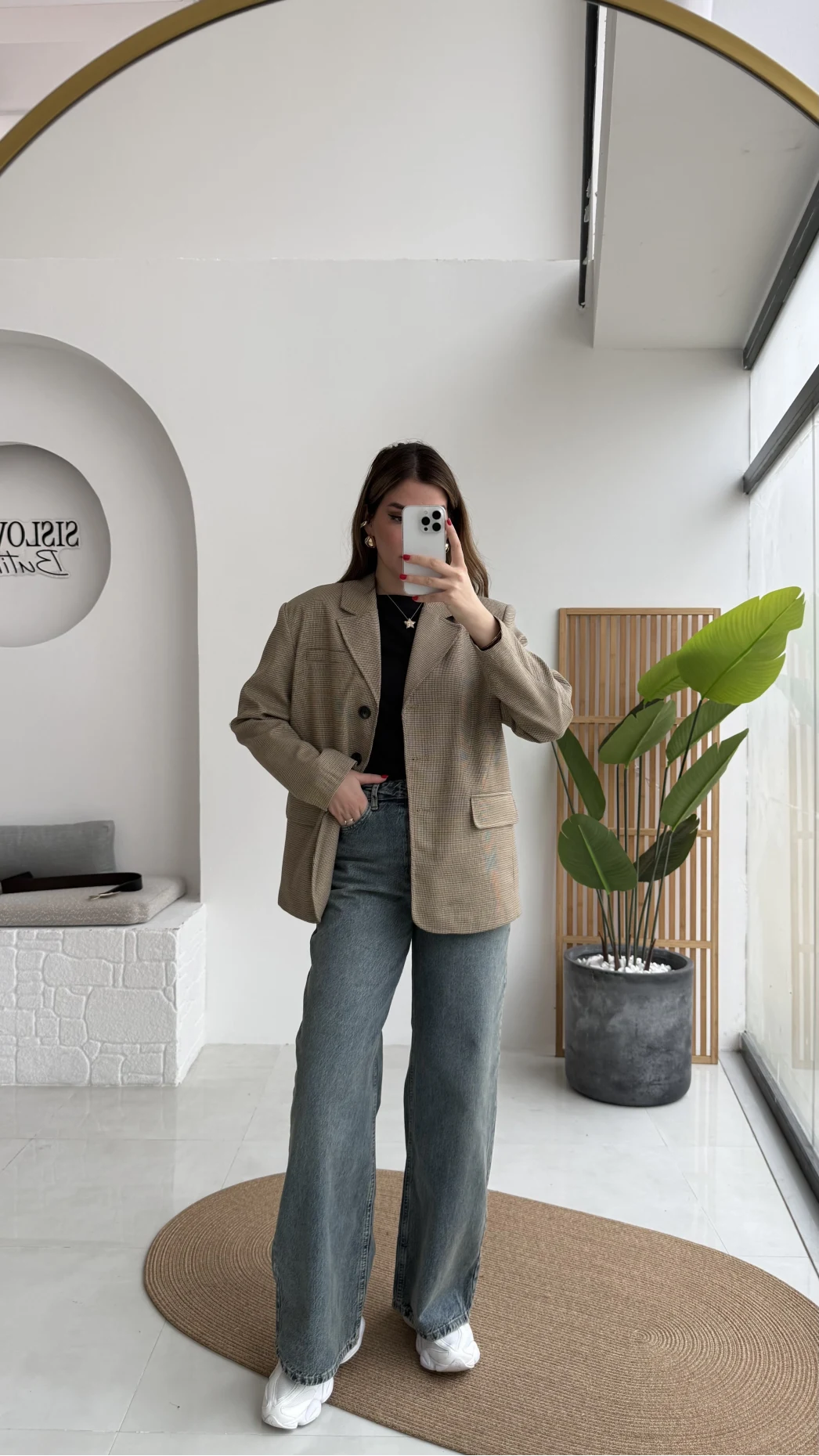 Hanna Kemerli Pitikareli Blazer Ceket - Hardal - Kod: 9720