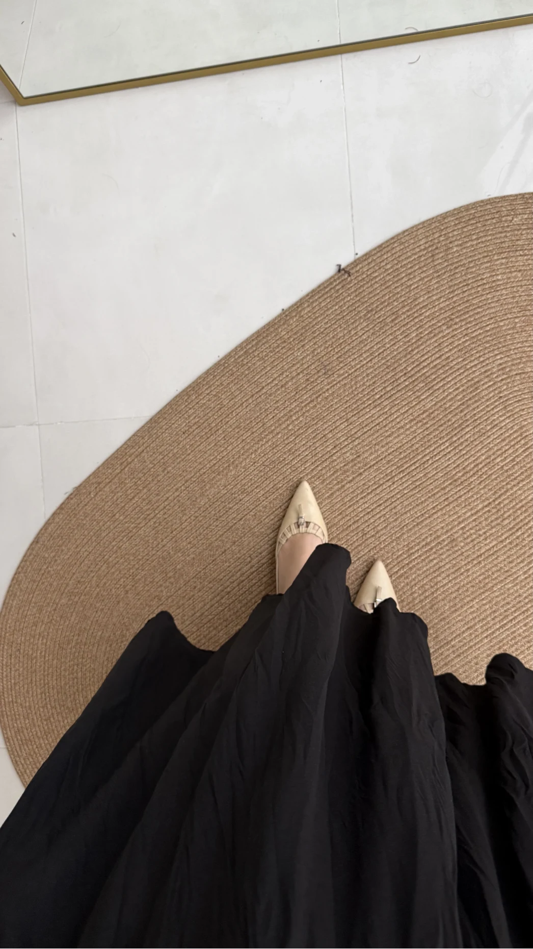 Pole Astarlı Kırışık Kloş Etek - Siyah - Kod: 3000