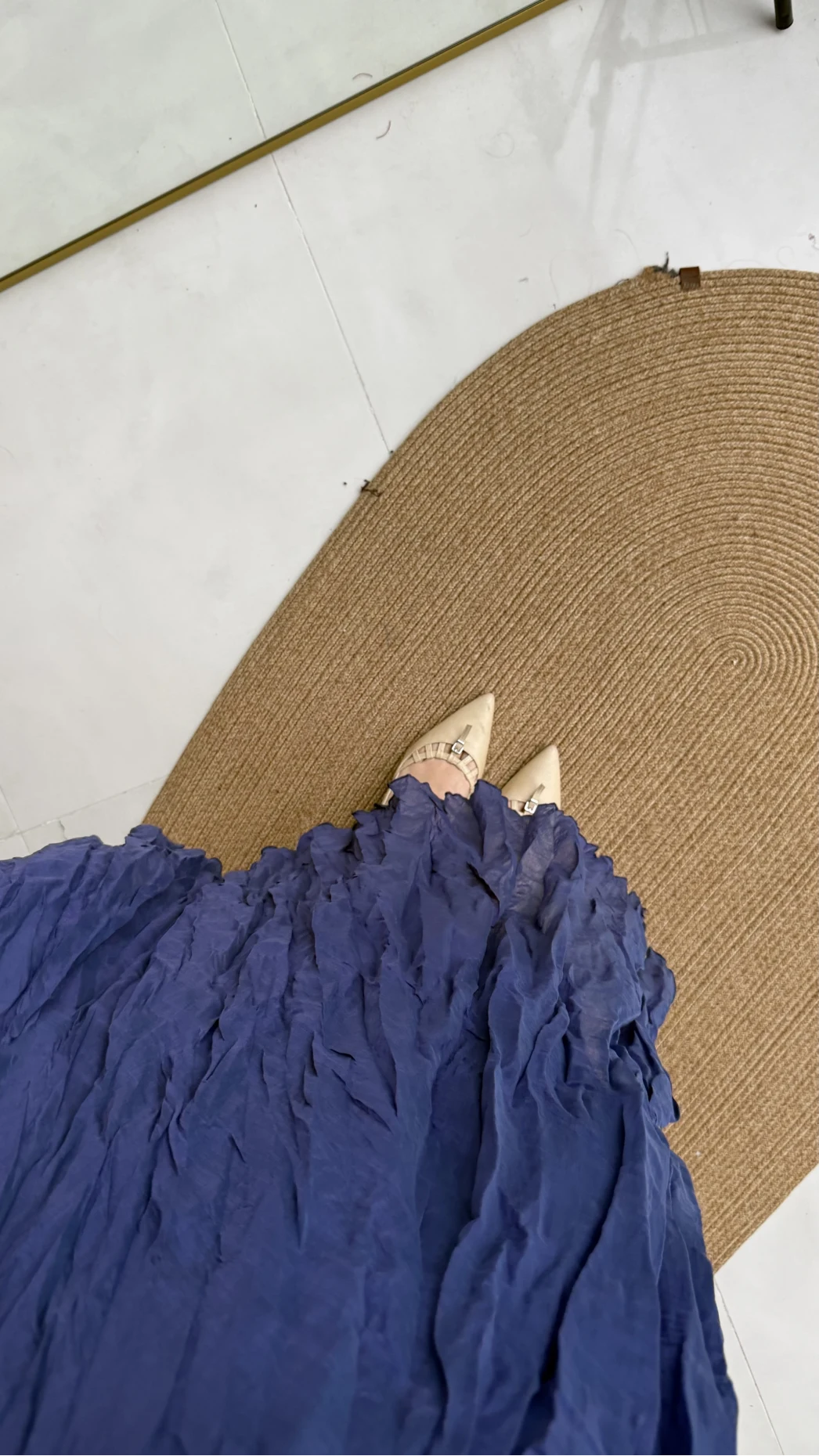 Astarlı Kırışık Beli Lastikli Etek - Lacivert - Kod: 3207