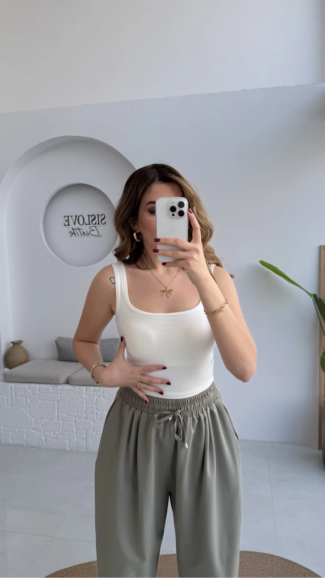 Göğüs Pedli Crop - Beyaz