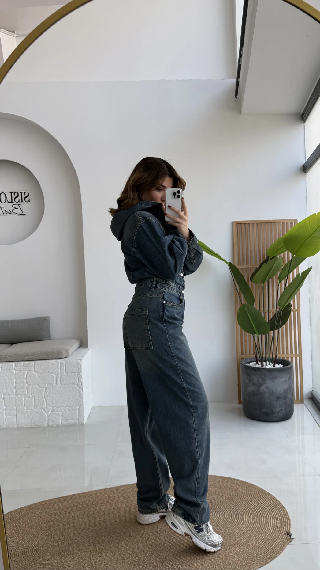 Baggy Kapüşonlu Denim Tulum - Kod: 1455