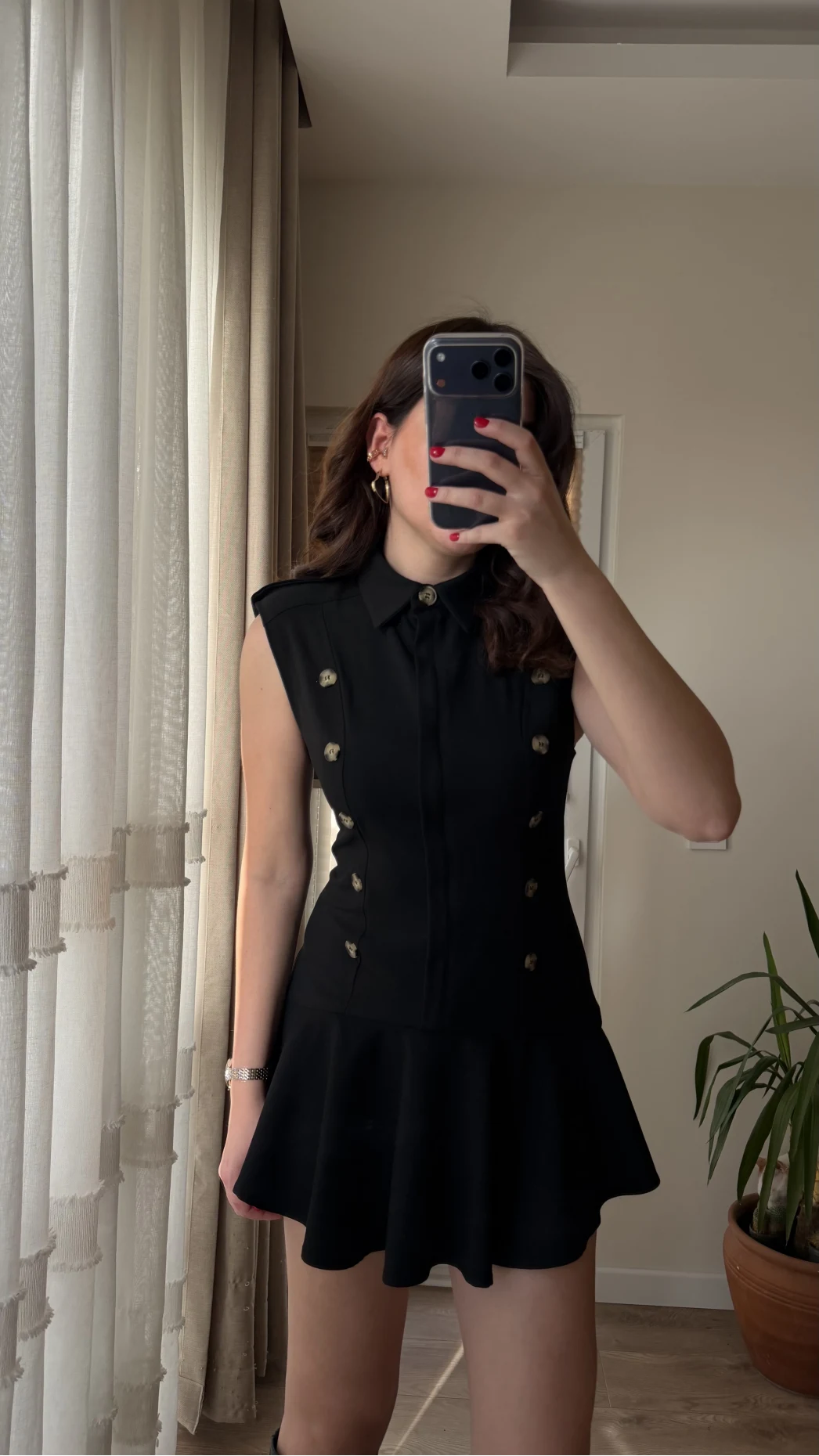 Drapeli Vatkalı Midi Elbise - Siyah - Kod: 4100