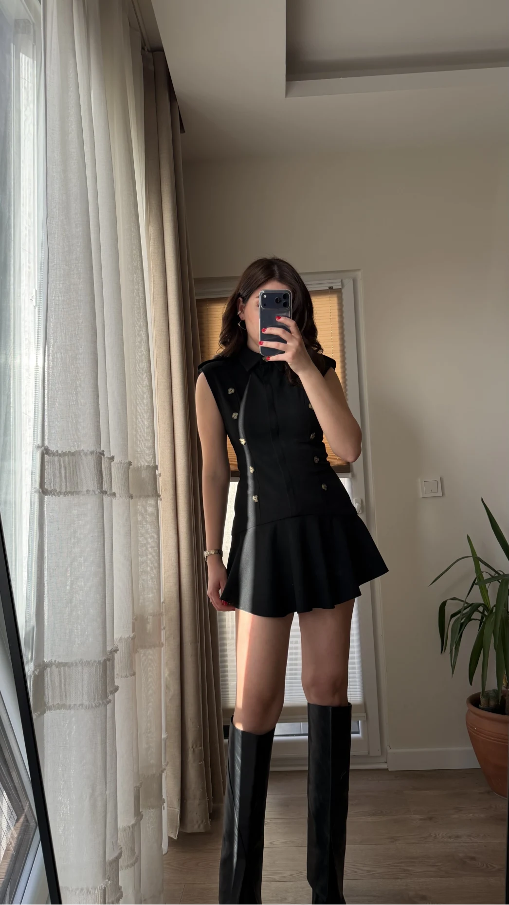 Drapeli Vatkalı Midi Elbise - Siyah - Kod: 4100