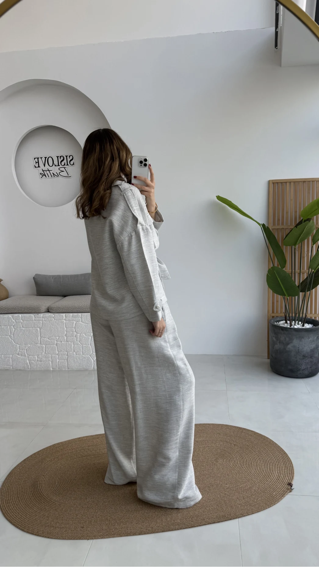 Emma Kuşaklı Ceket Pantolon Takım - Gri - Kod: 9701