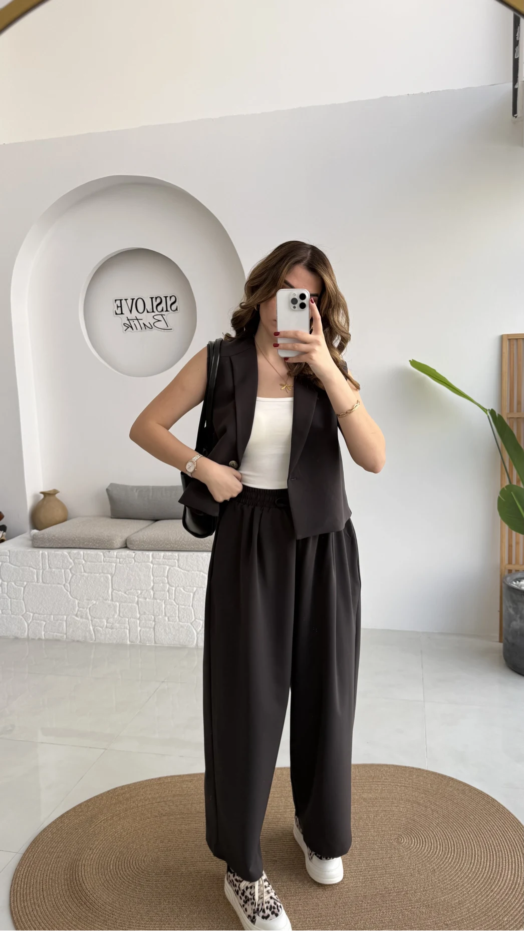 Kelly Yelek Pantolon Takım - Koyu Kahve - Kod: 9588