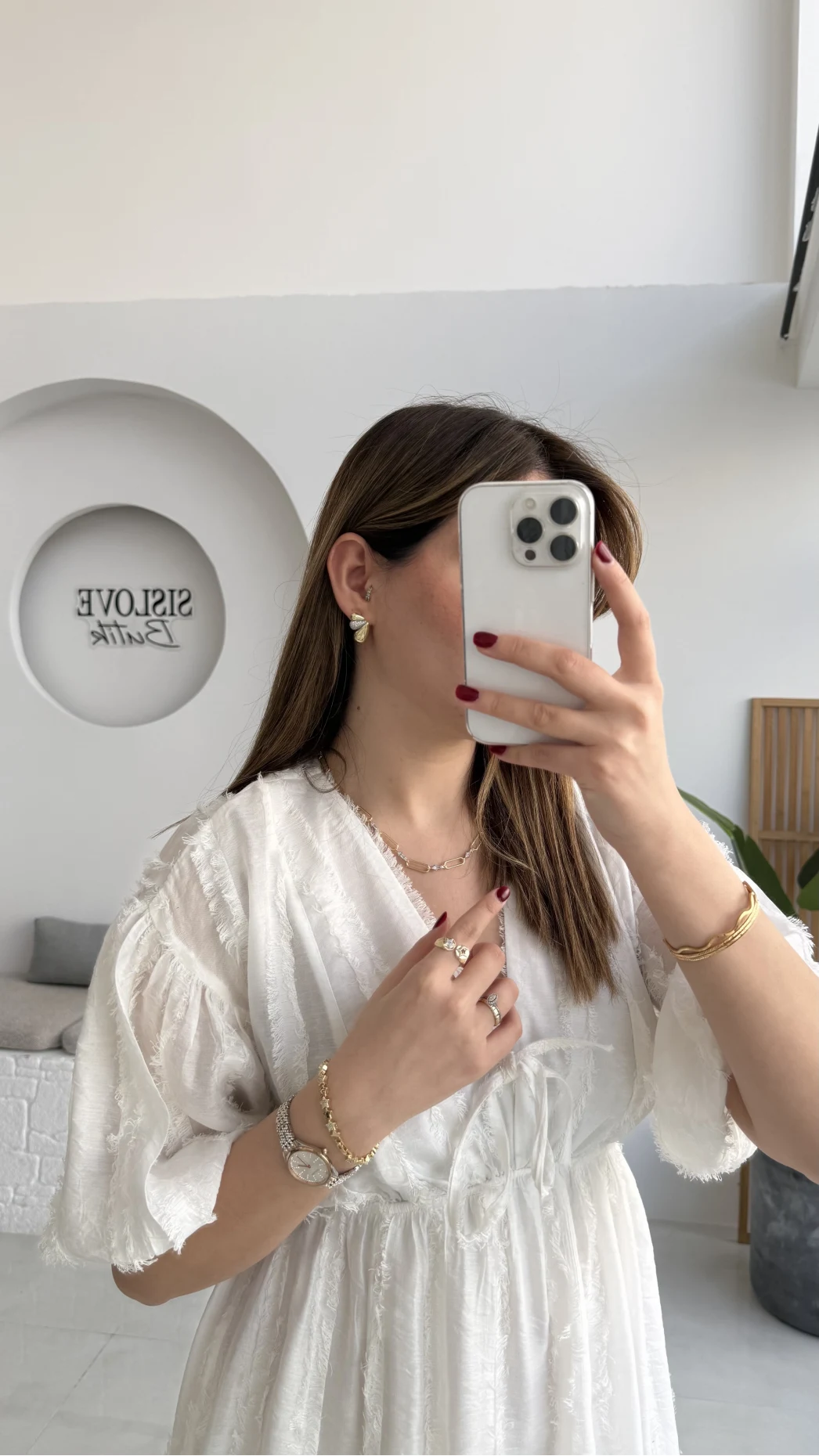 Alise Püsküllü V Yaka Balon Kol Elbise - Ekru - Kod: 3075